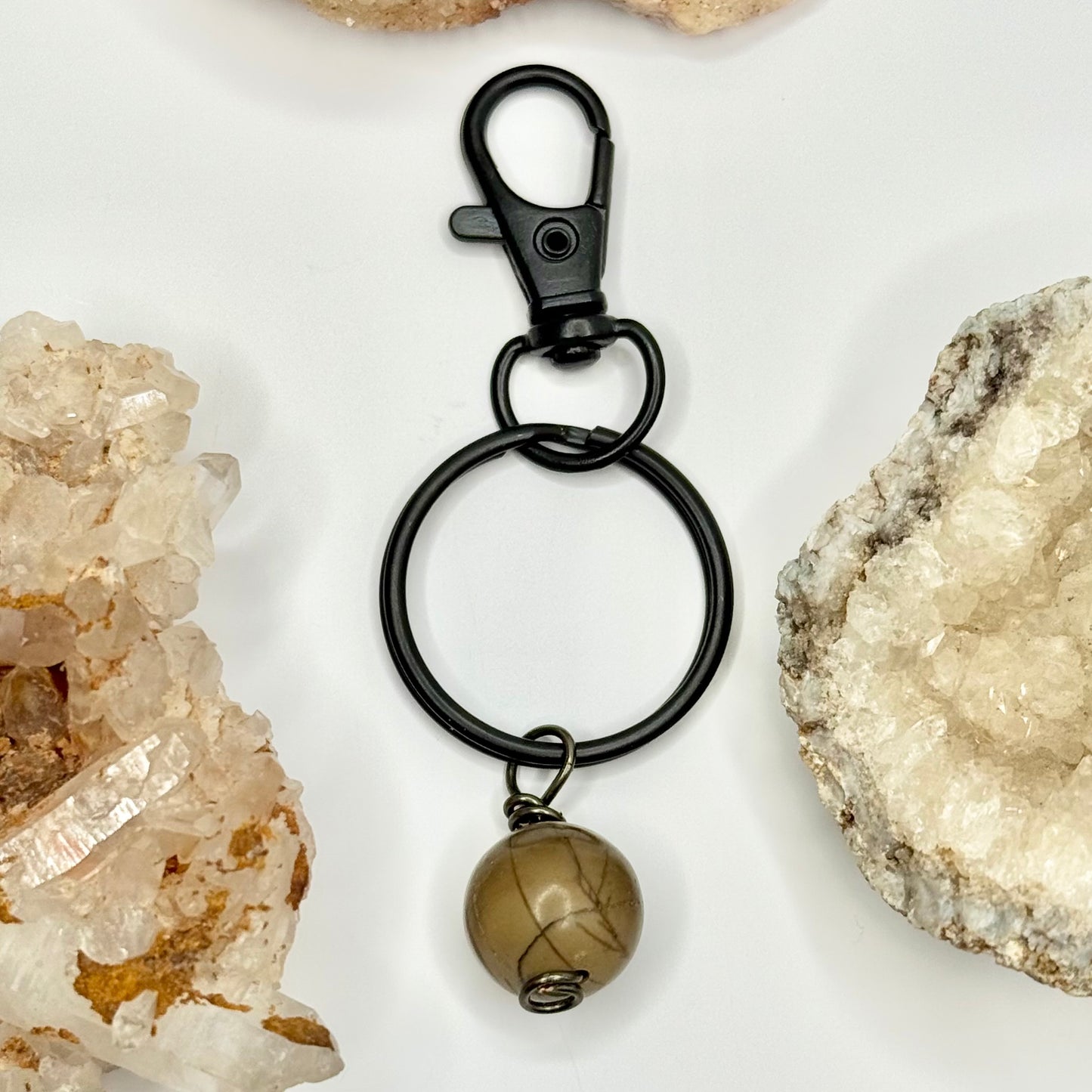 Charcoal Picture Jasper Keychain