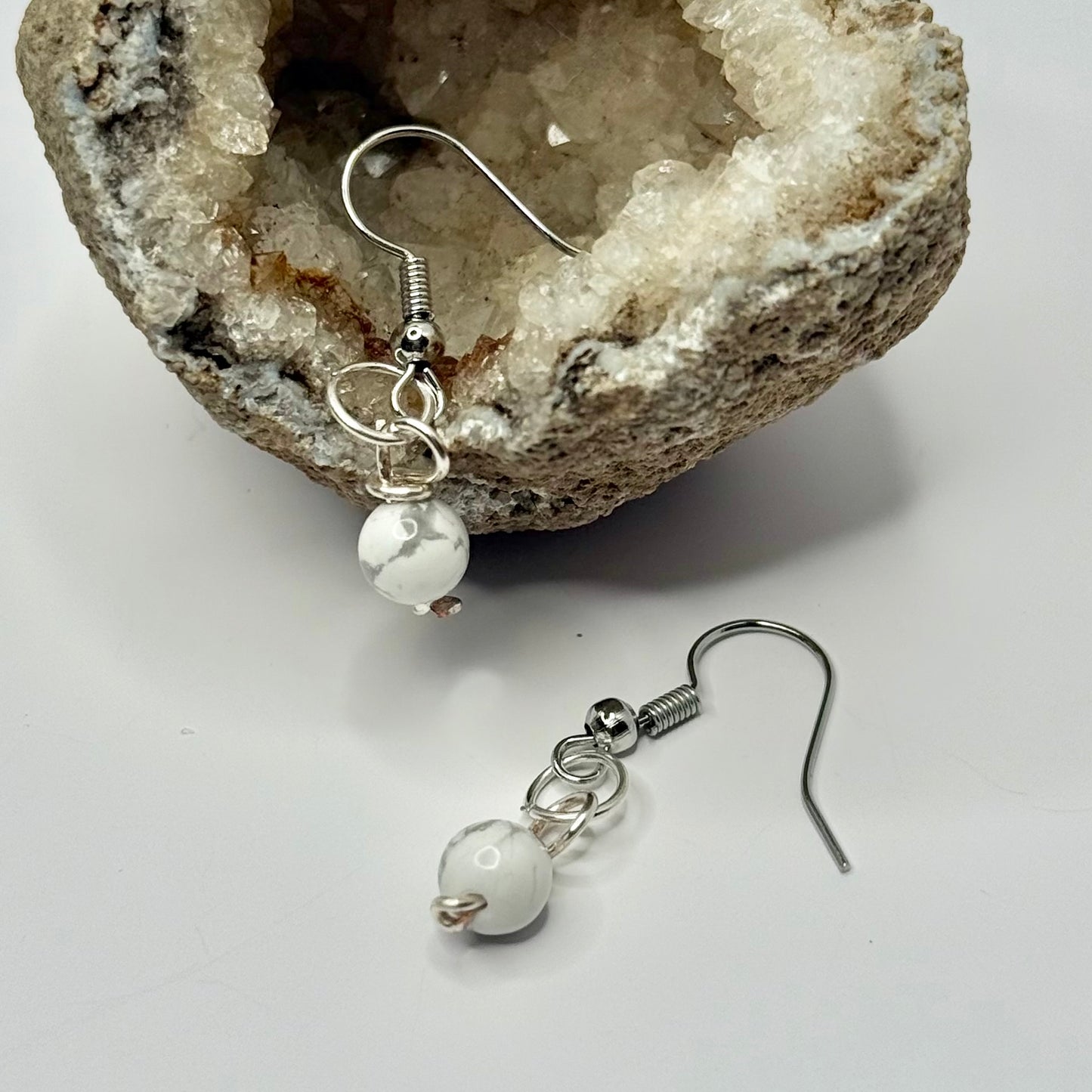 Silver Howlite Earrings