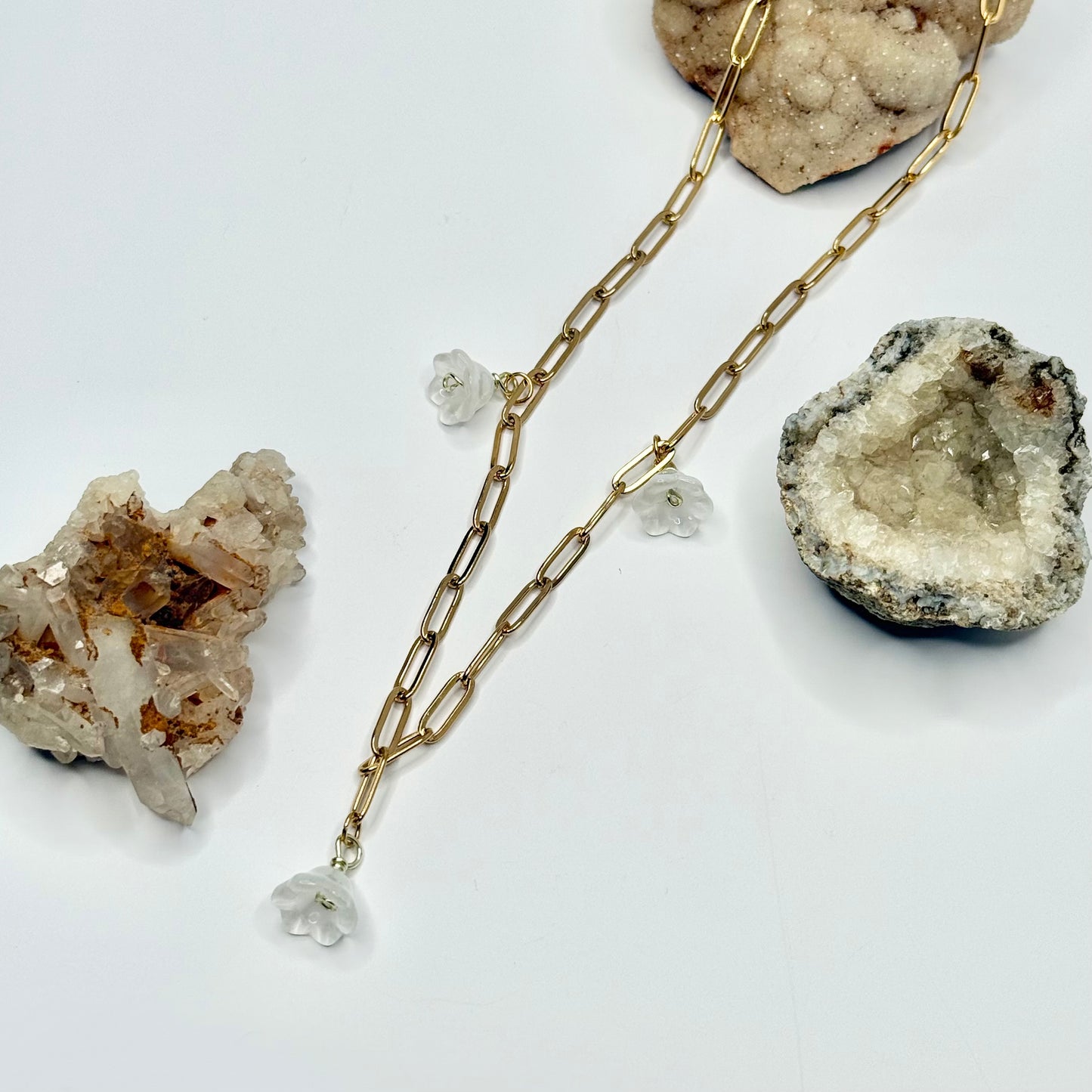 Gold Flower Paperclip Chain