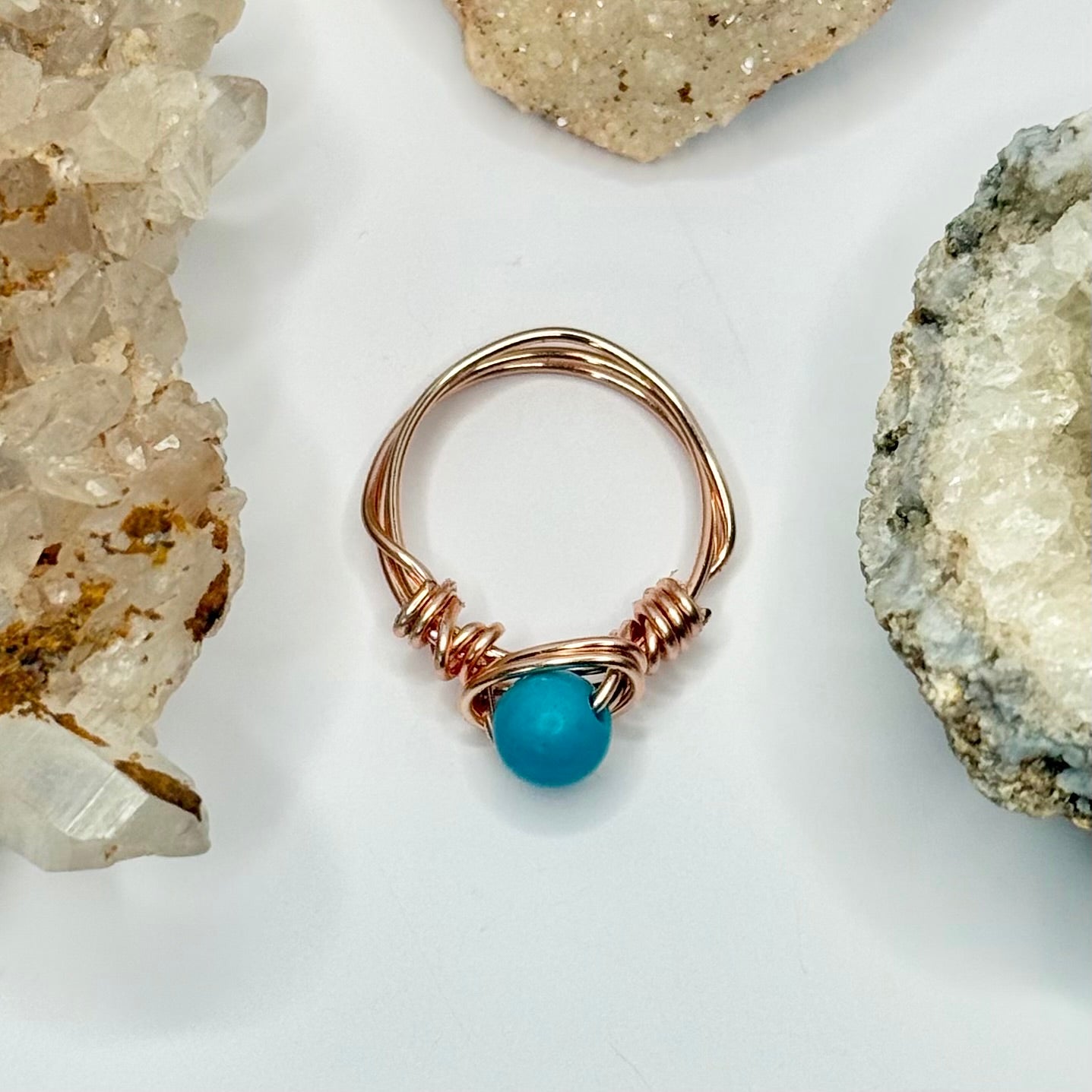 Rose Gold Dyed Howlite Ring