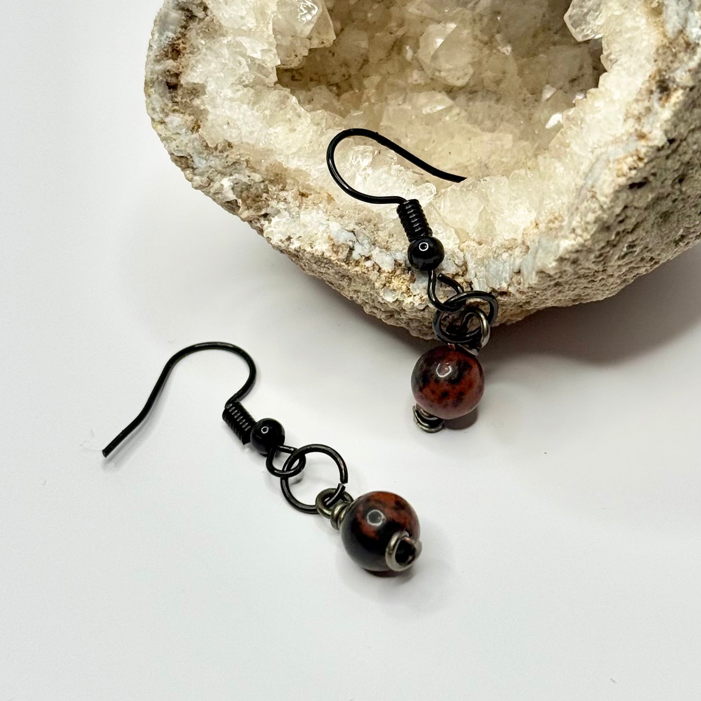 Charcoal Mahogany Obsidian Earrings