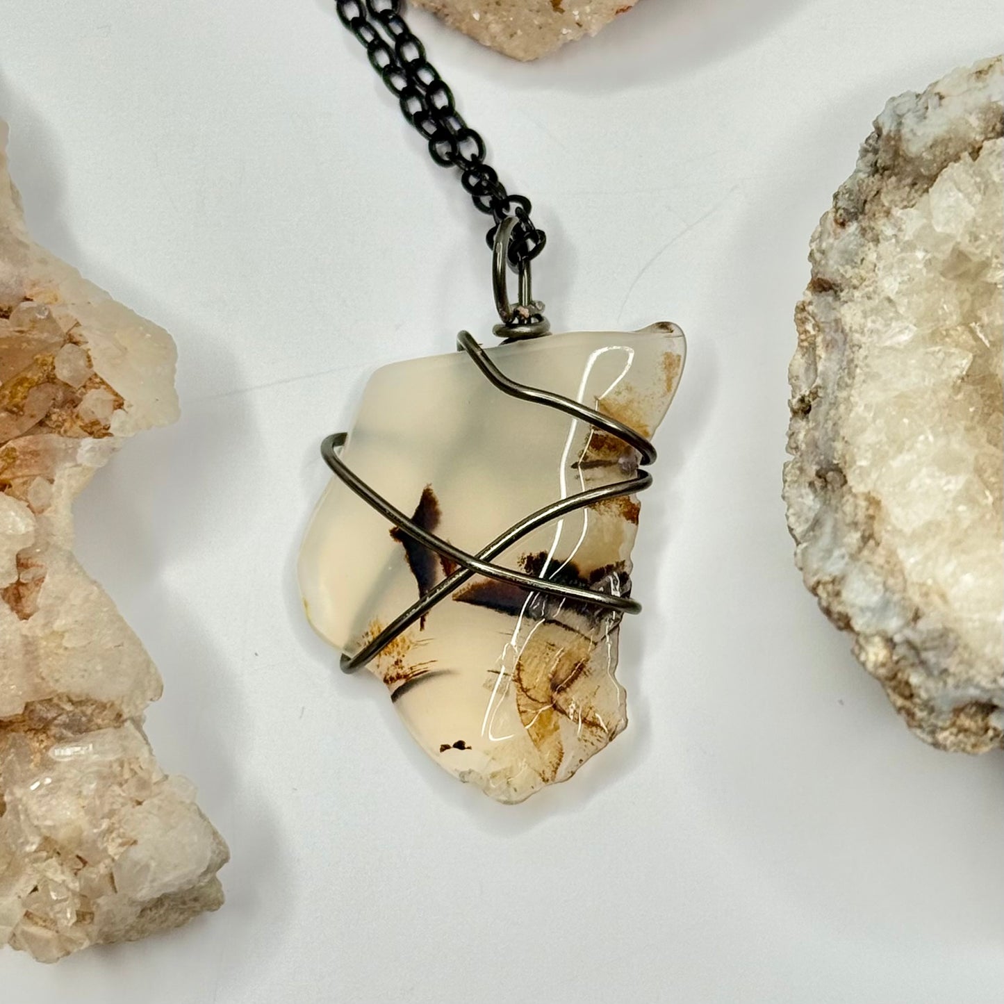 Charcoal Dendritic Agate Necklace