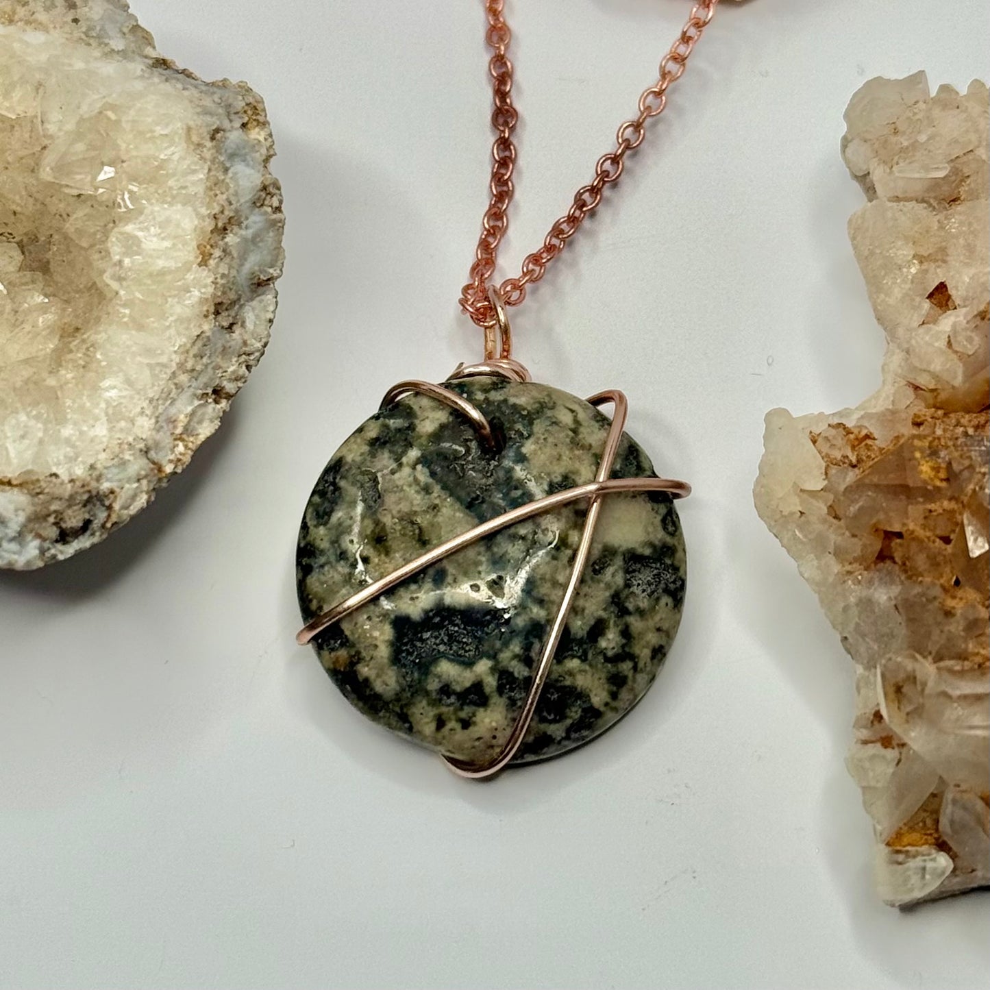 Rose Gold Preseli Bluestone Necklace