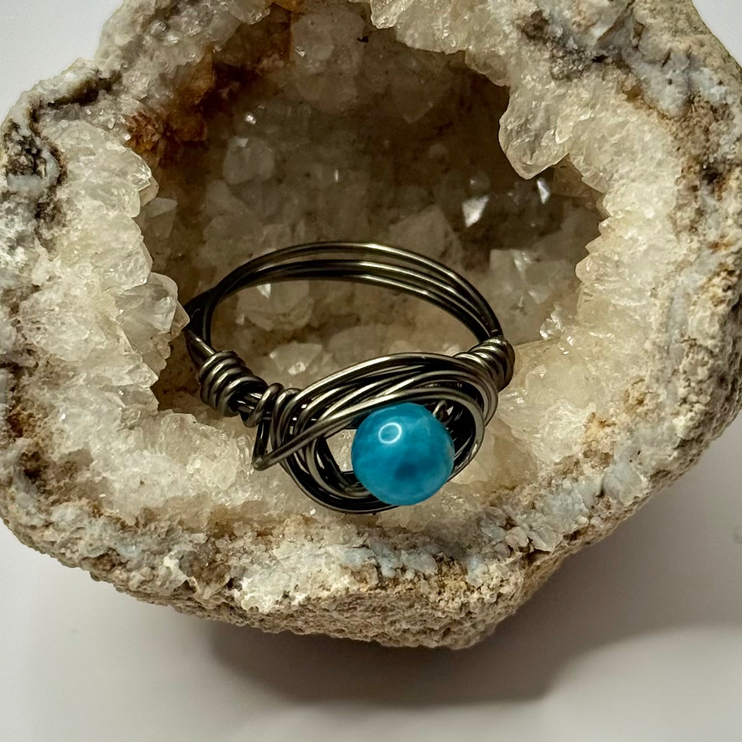 Charcoal Blue Apatite Ring