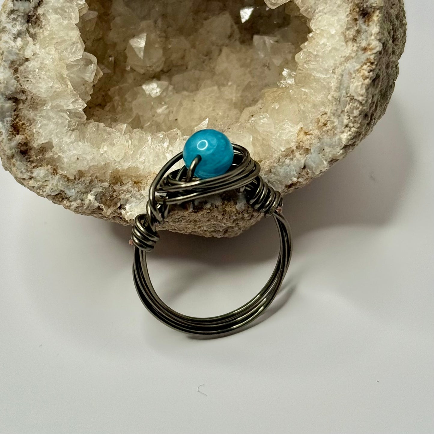 Charcoal Blue Apatite Ring