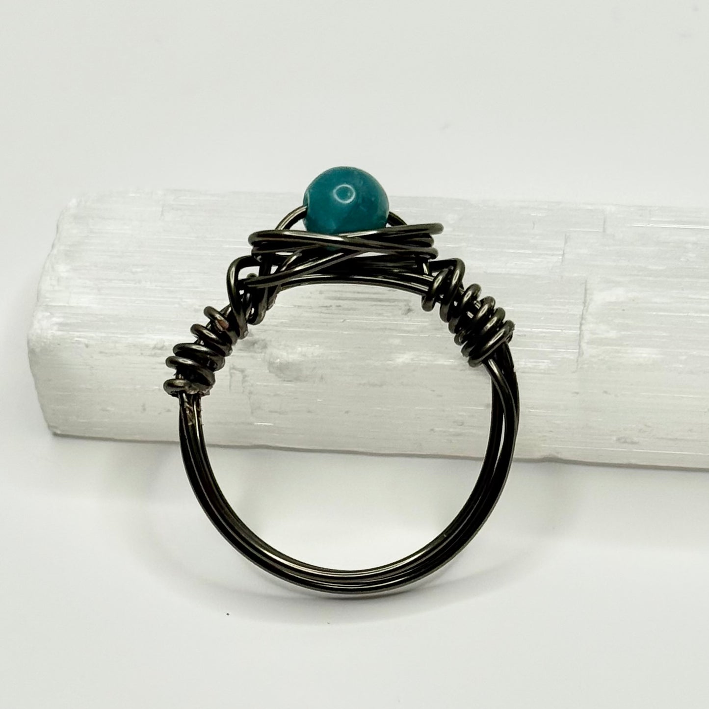 Charcoal Blue Apatite Ring