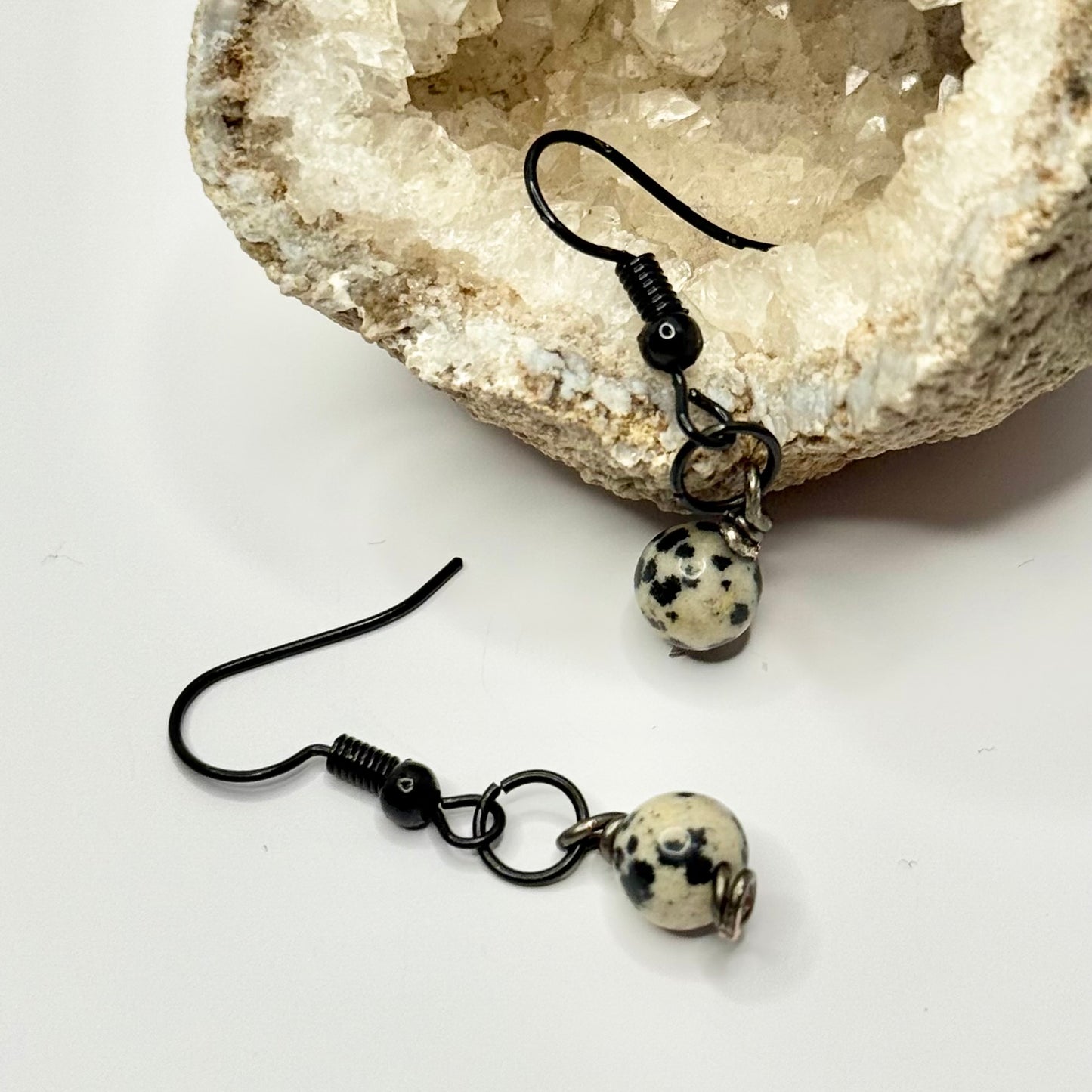 Charcoal Dalmatian Jasper Earrings