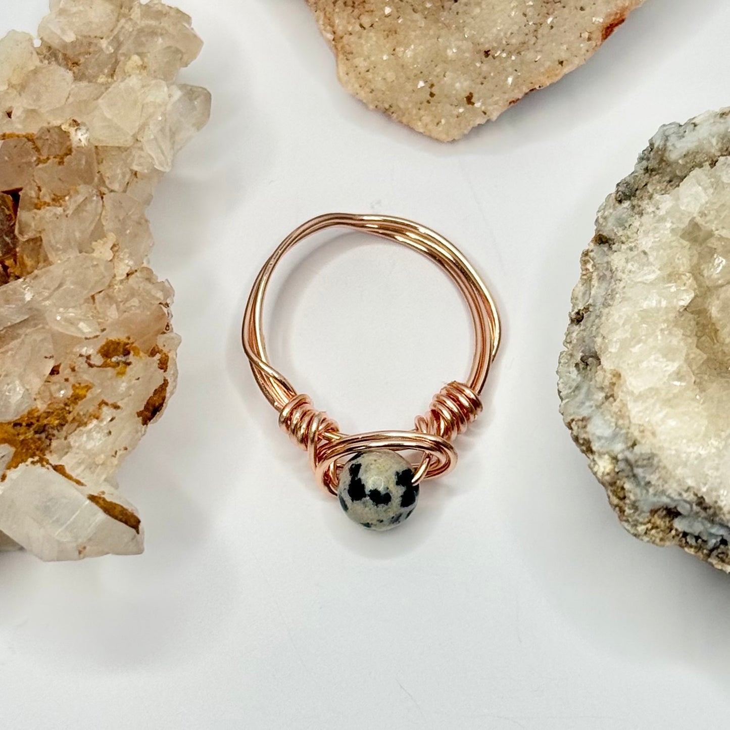 Rose Gold Dalmatian Jasper Ring