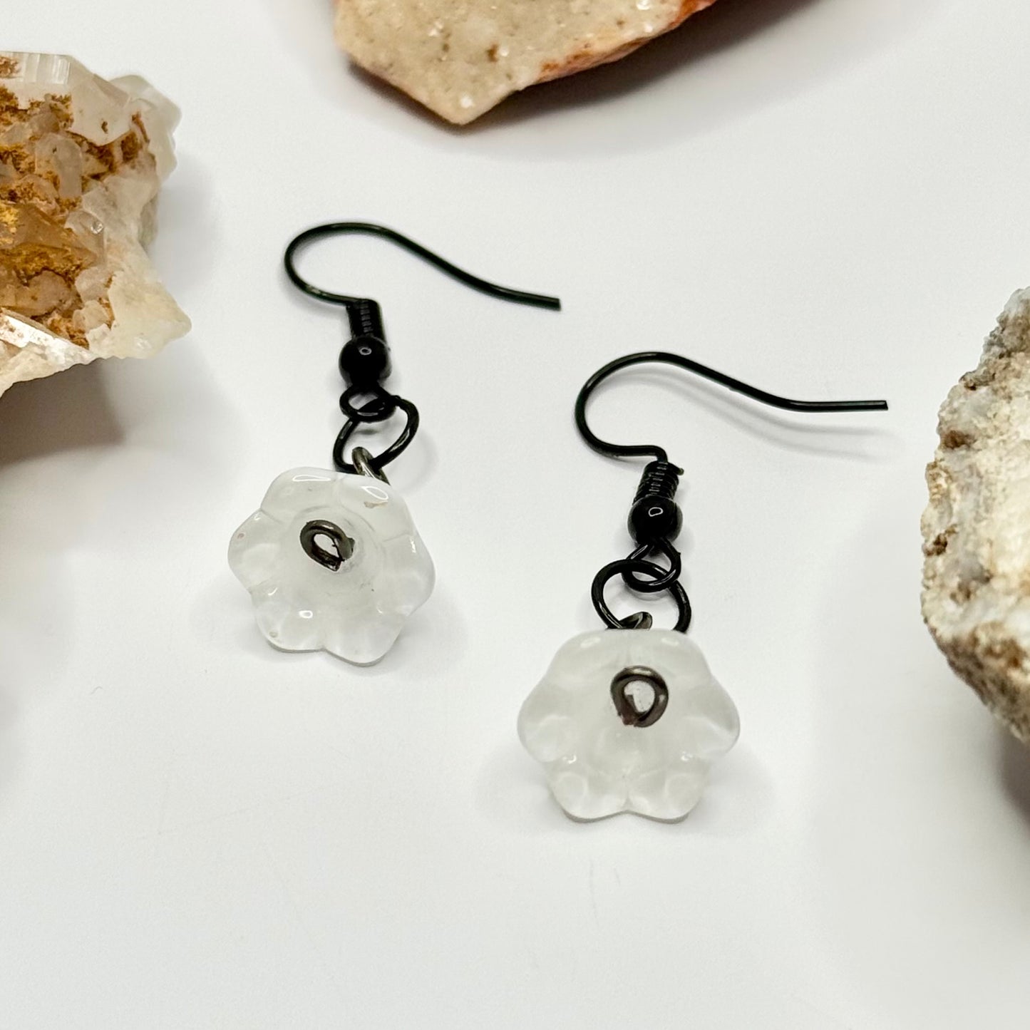 Black and White Flower Earrings