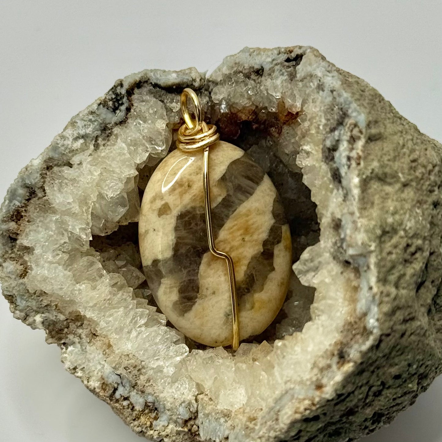 Gold Australian Zebra Jasper Pendant
