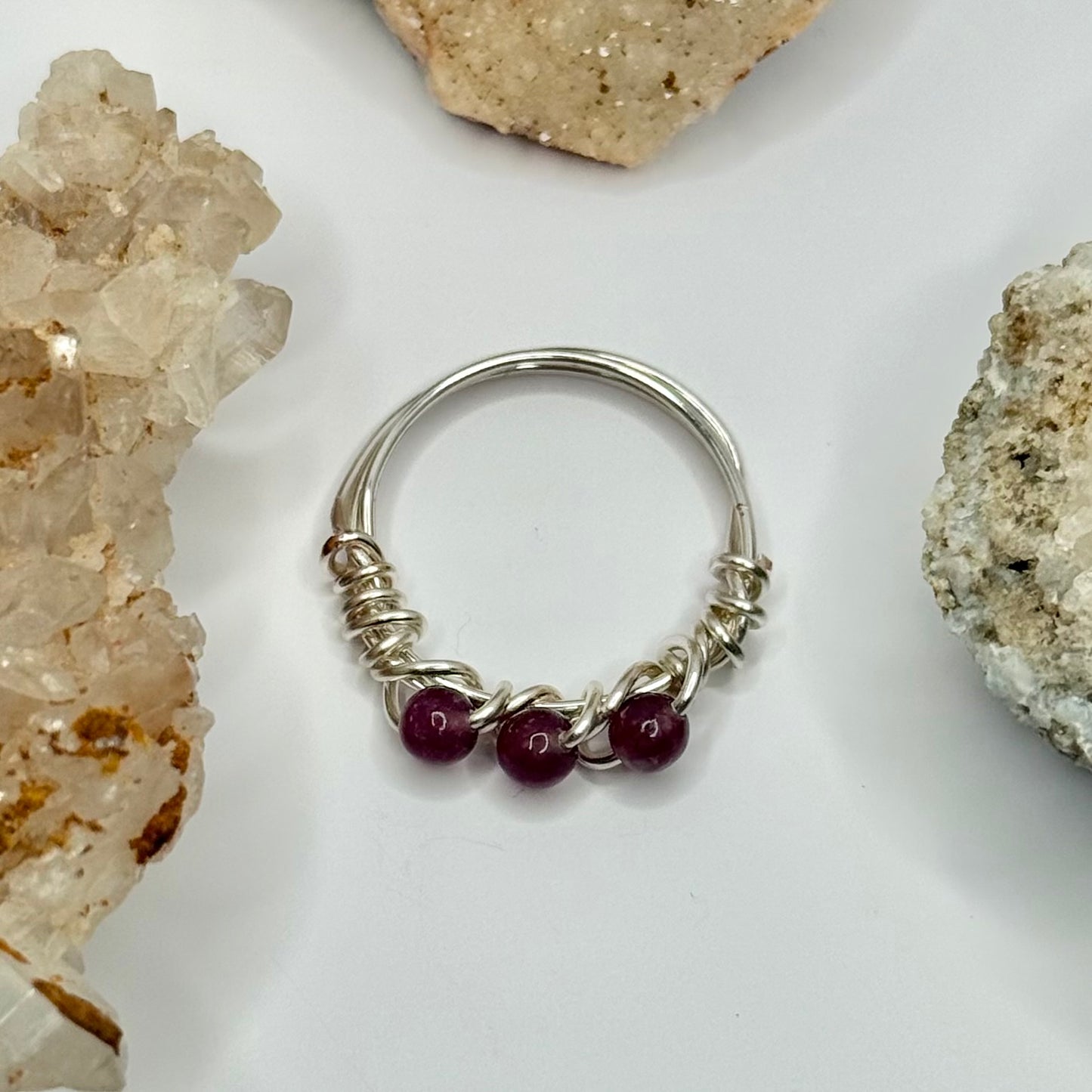 Silver Ruby Zoisite Ring