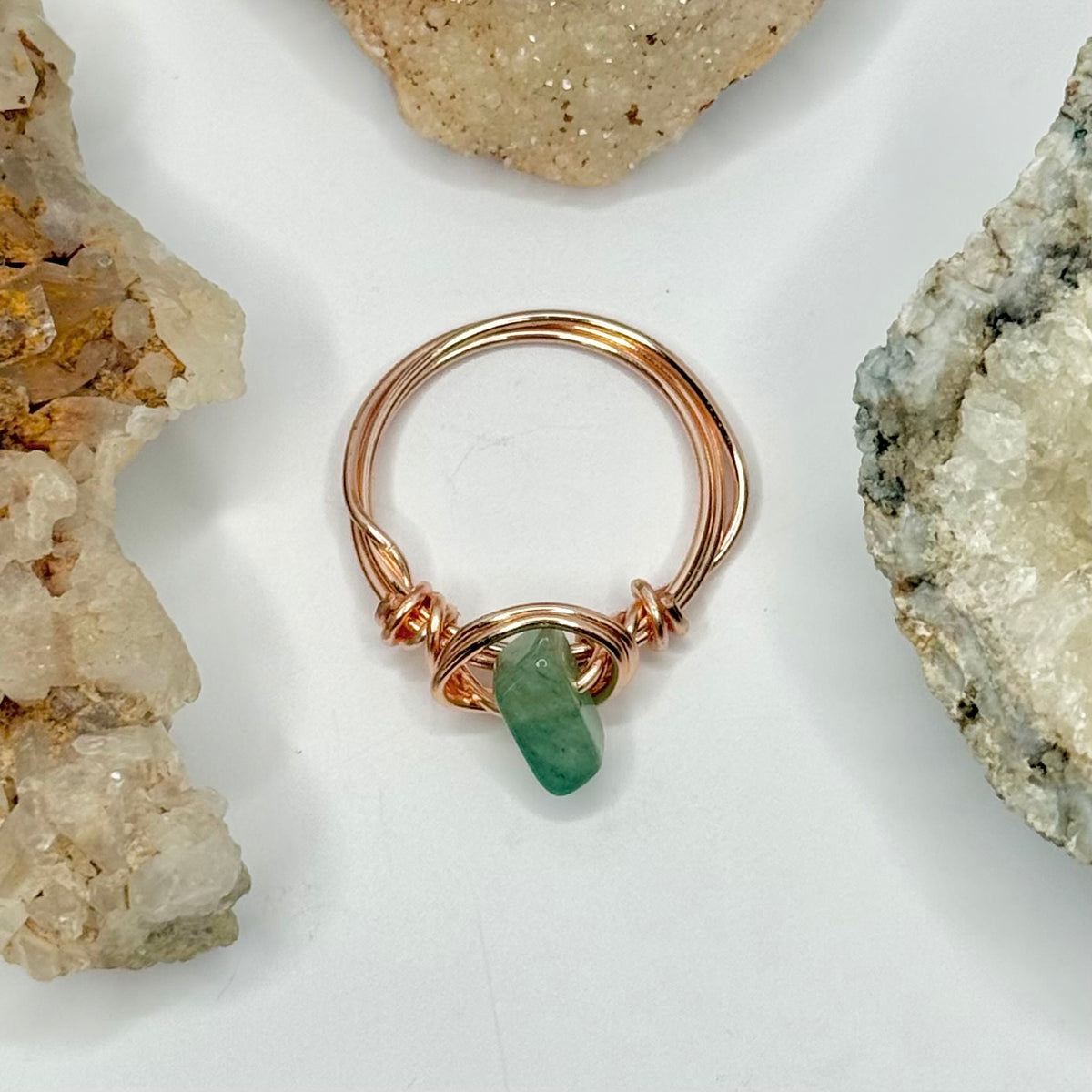 Rose Gold Green Aventurine Ring