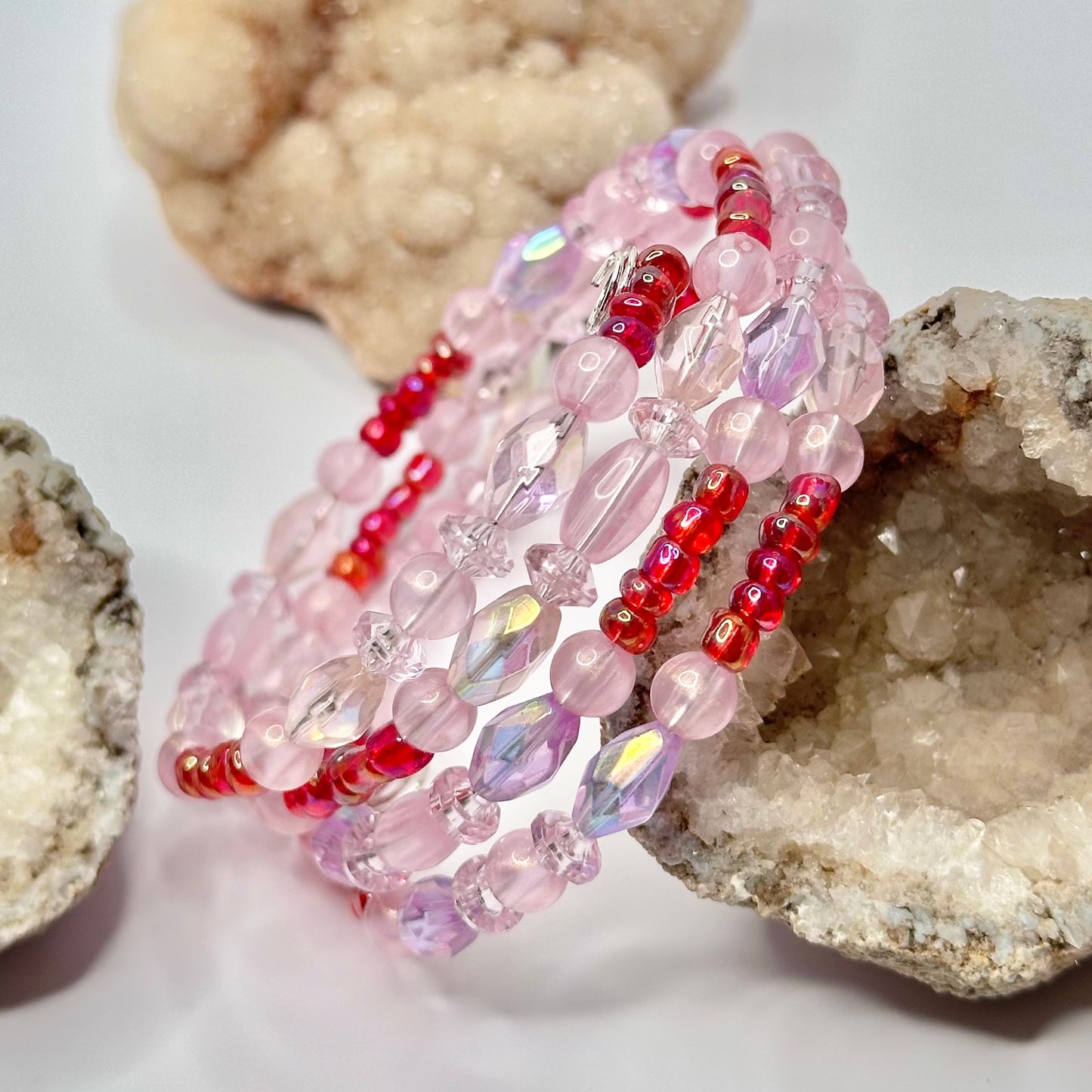 Silver Resin Beaded Wrap Bracelet