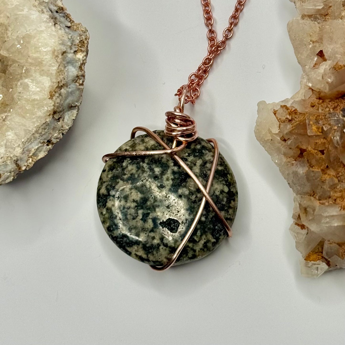 Rose Gold Preseli Bluestone Necklace