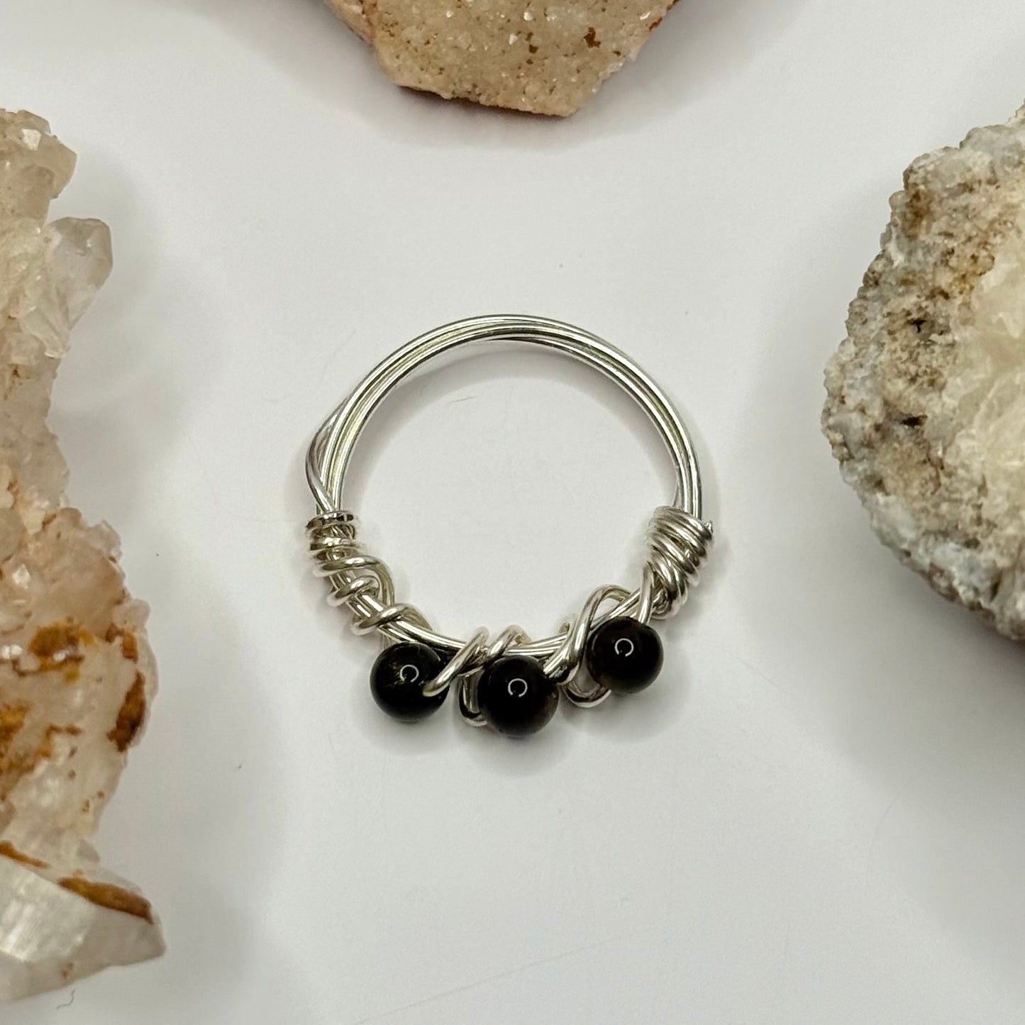 Sterling Silver Gold Sheen Obsidian Ring