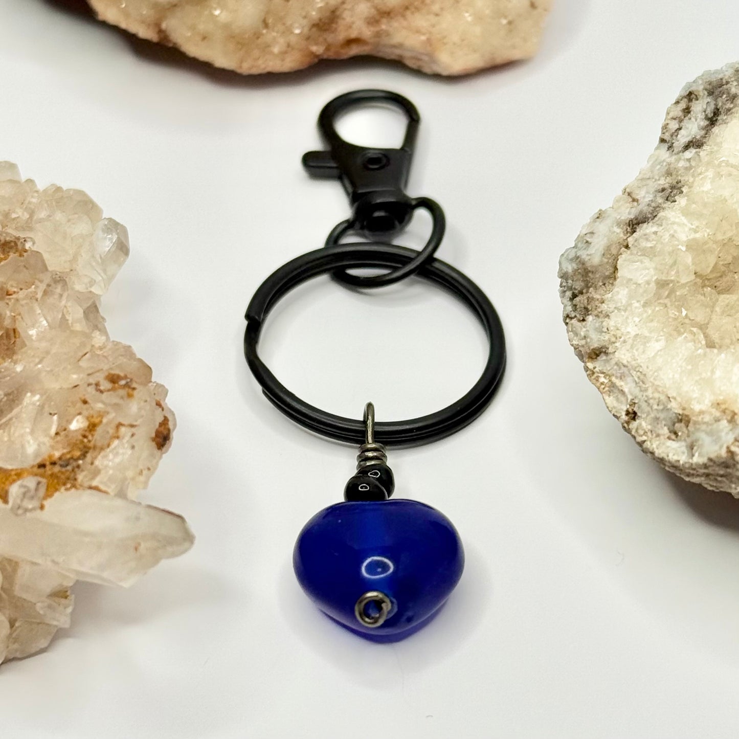 Charcoal Resin Heart Keychain