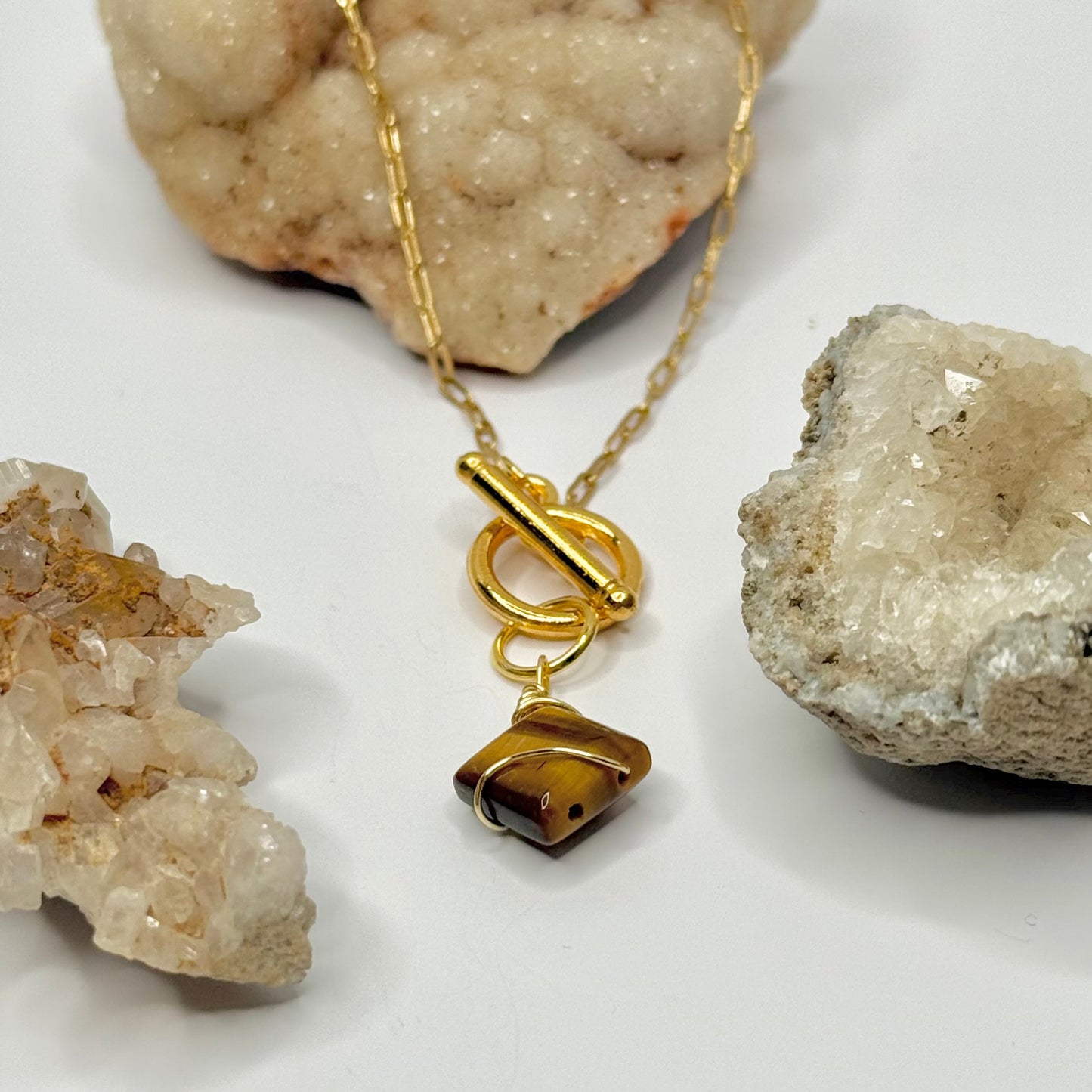 Gold Tigers Eye Toggle Necklace