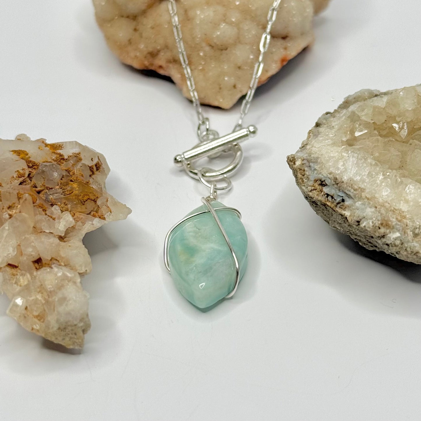 Silver Amazonite Toggle Necklace