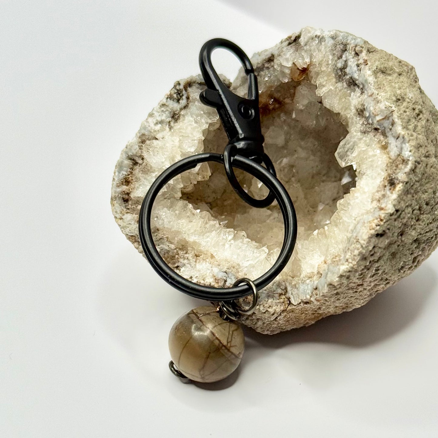 Charcoal Picture Jasper Keychain