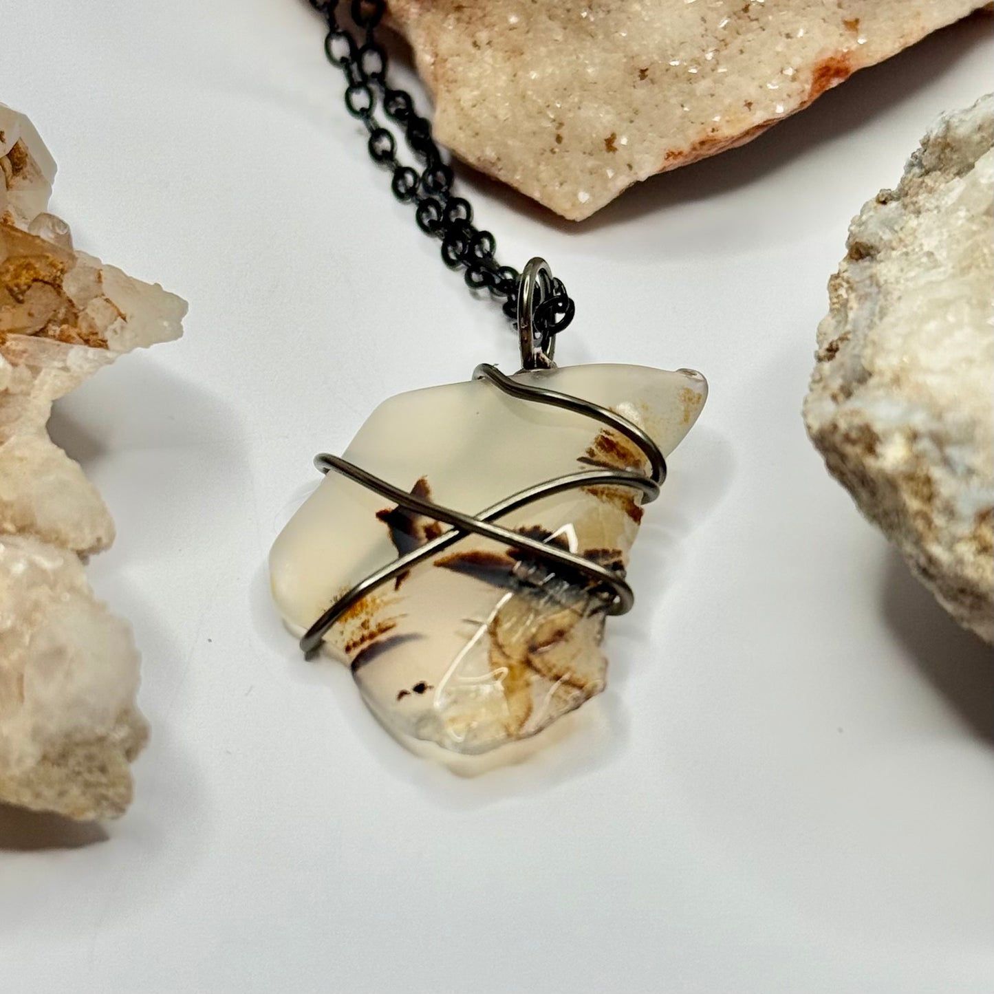 Charcoal Dendritic Agate Necklace