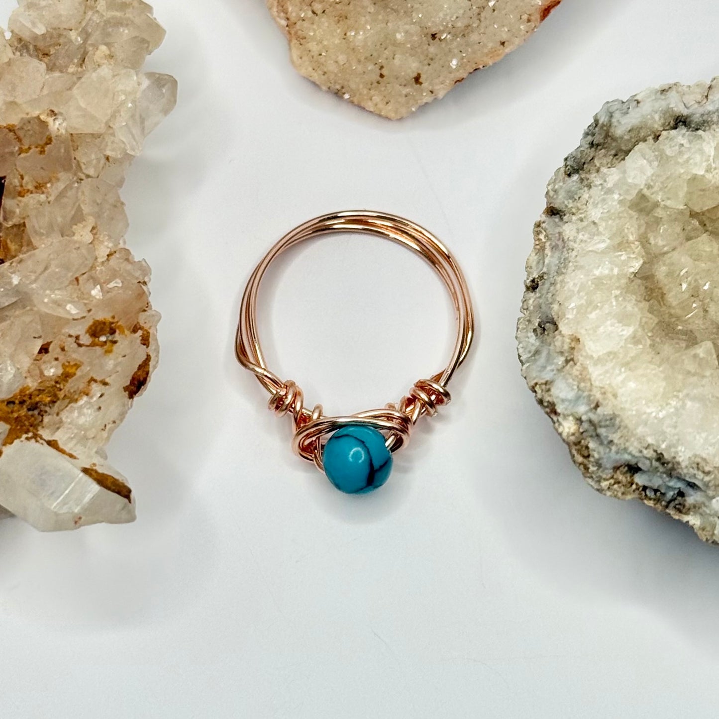 Rose Gold Dyed Howlite Ring