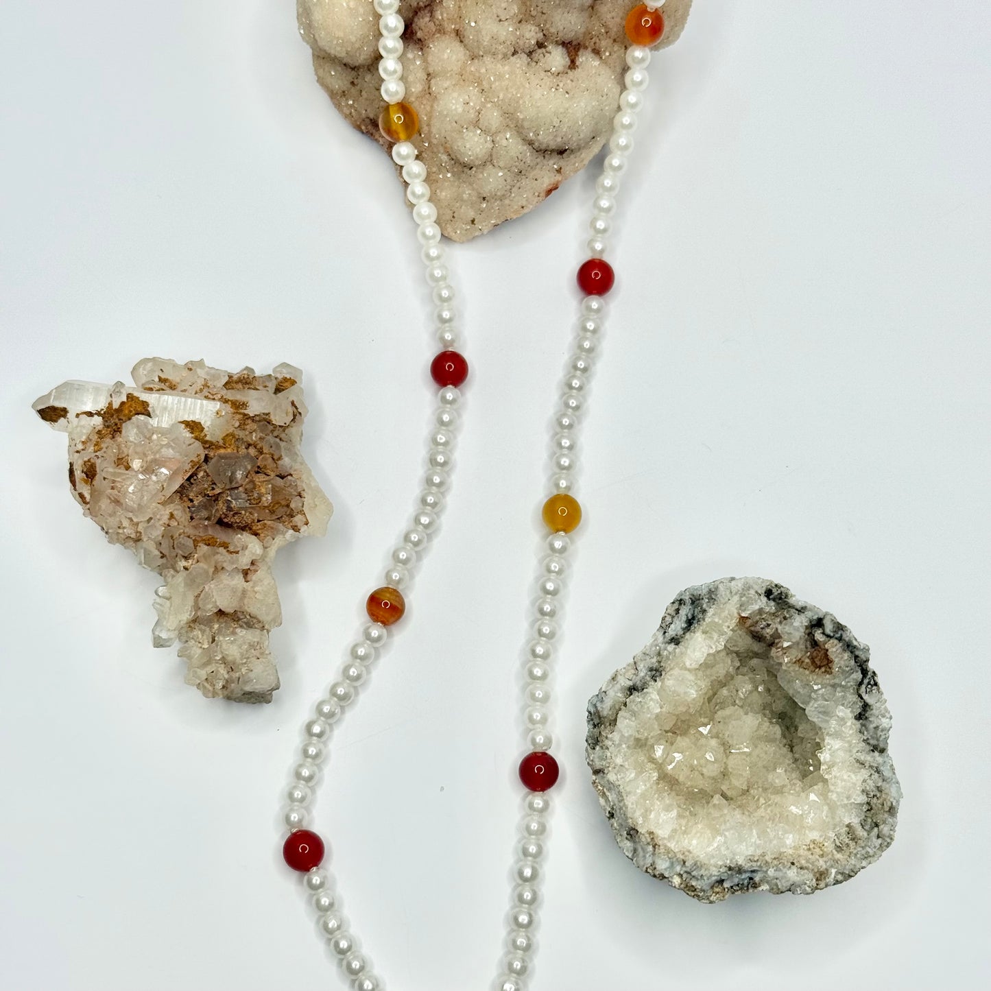 Gold Carnelian Beaded Necklace