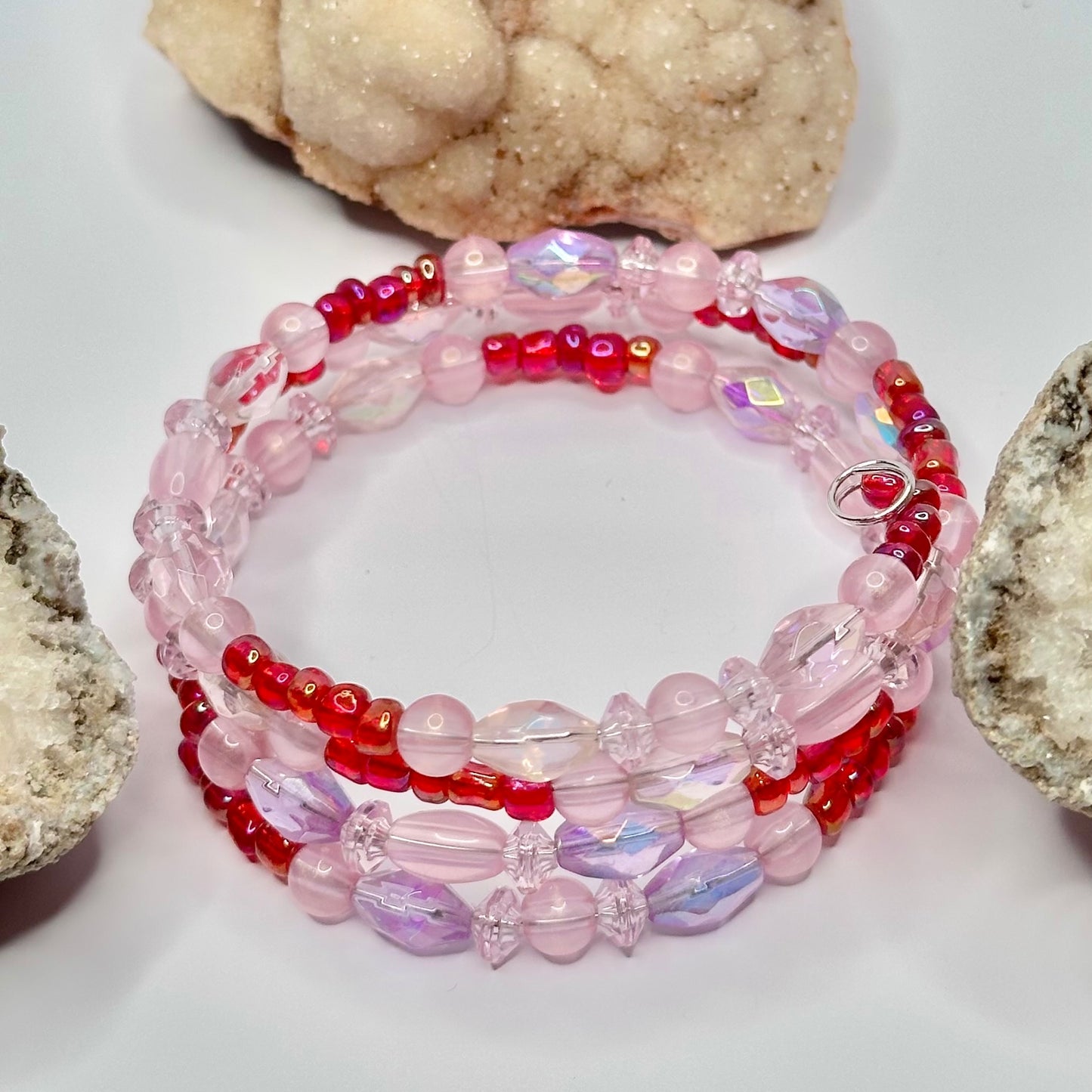 Silver Resin Beaded Wrap Bracelet