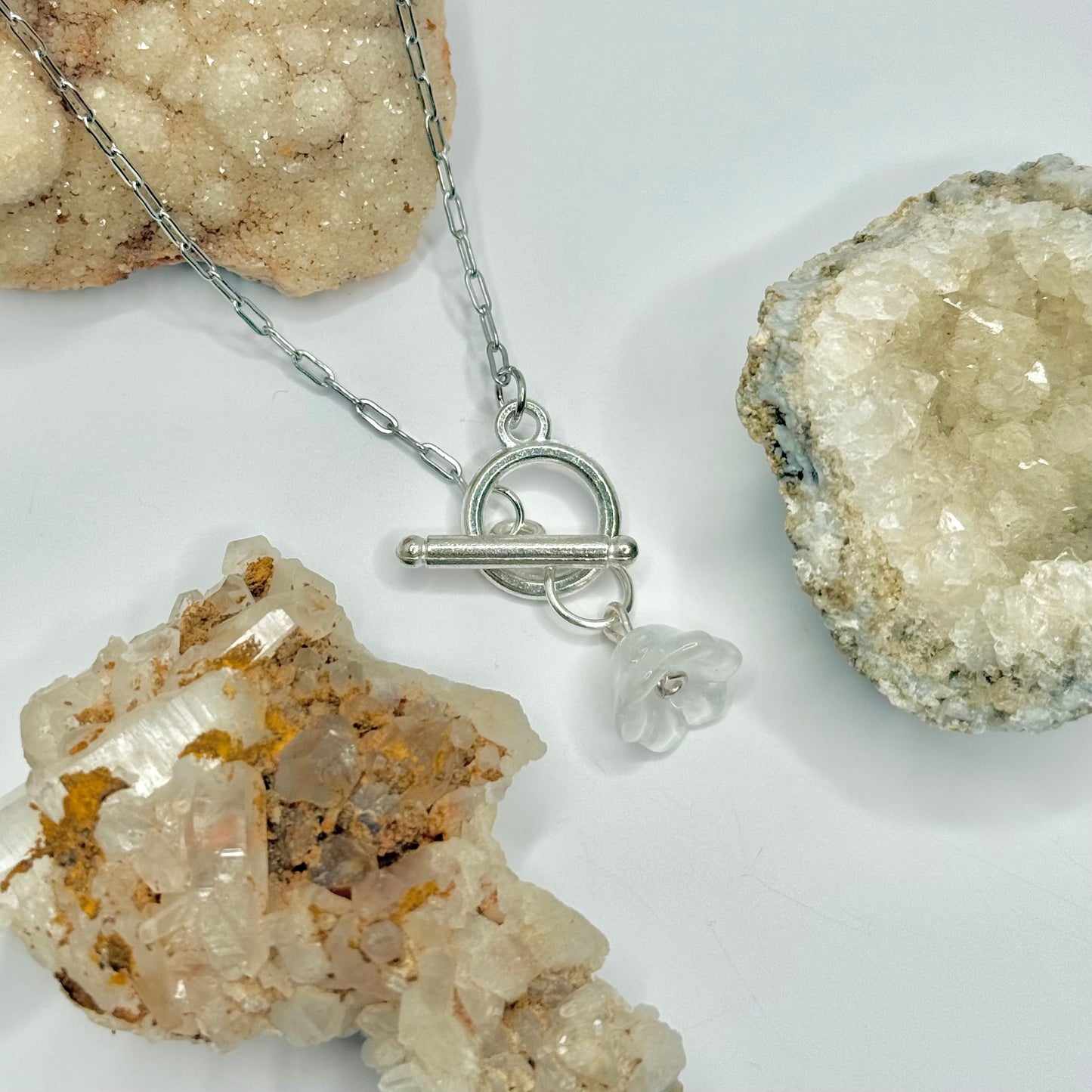Silver Flower Toggle Necklace