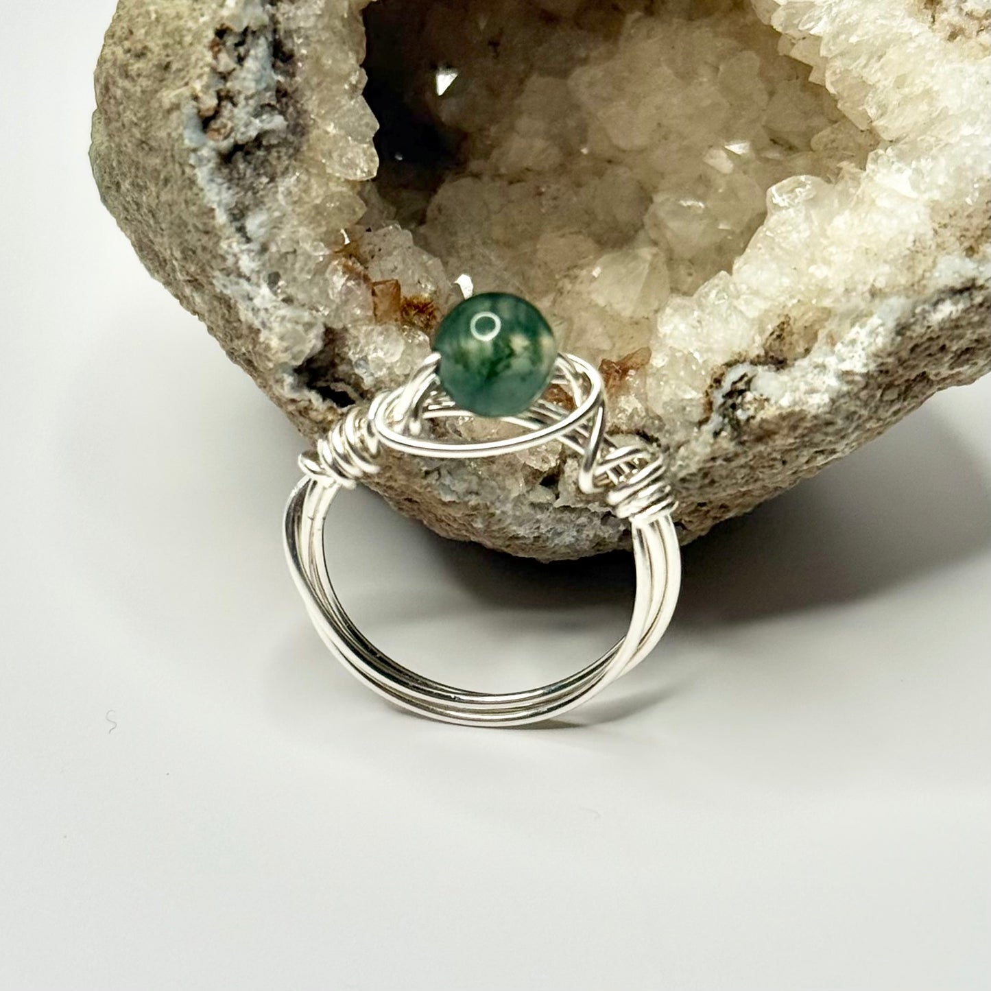 Sterling Silver Moss Agate Ring