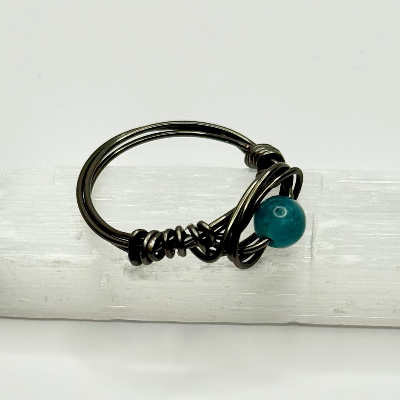 Charcoal Blue Apatite Ring