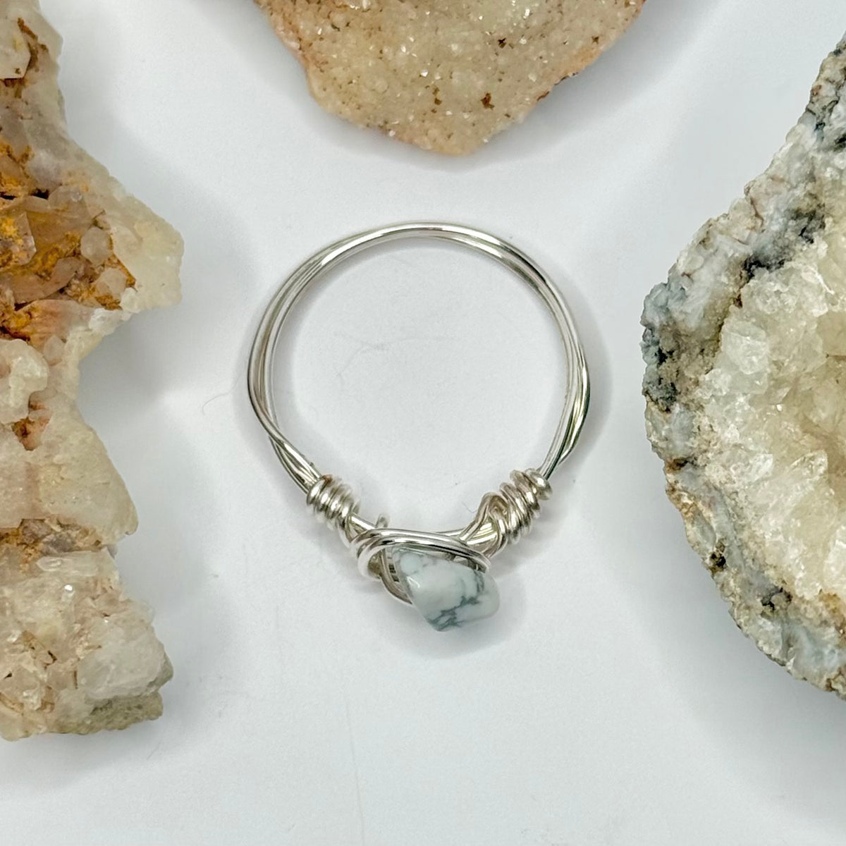 Silver Howlite Ring
