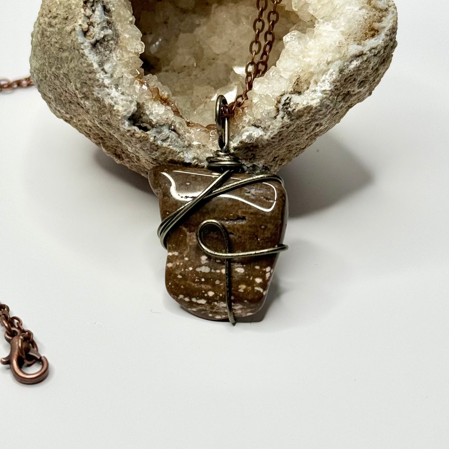 Charcoal and Brown Petrified Wood Necklace