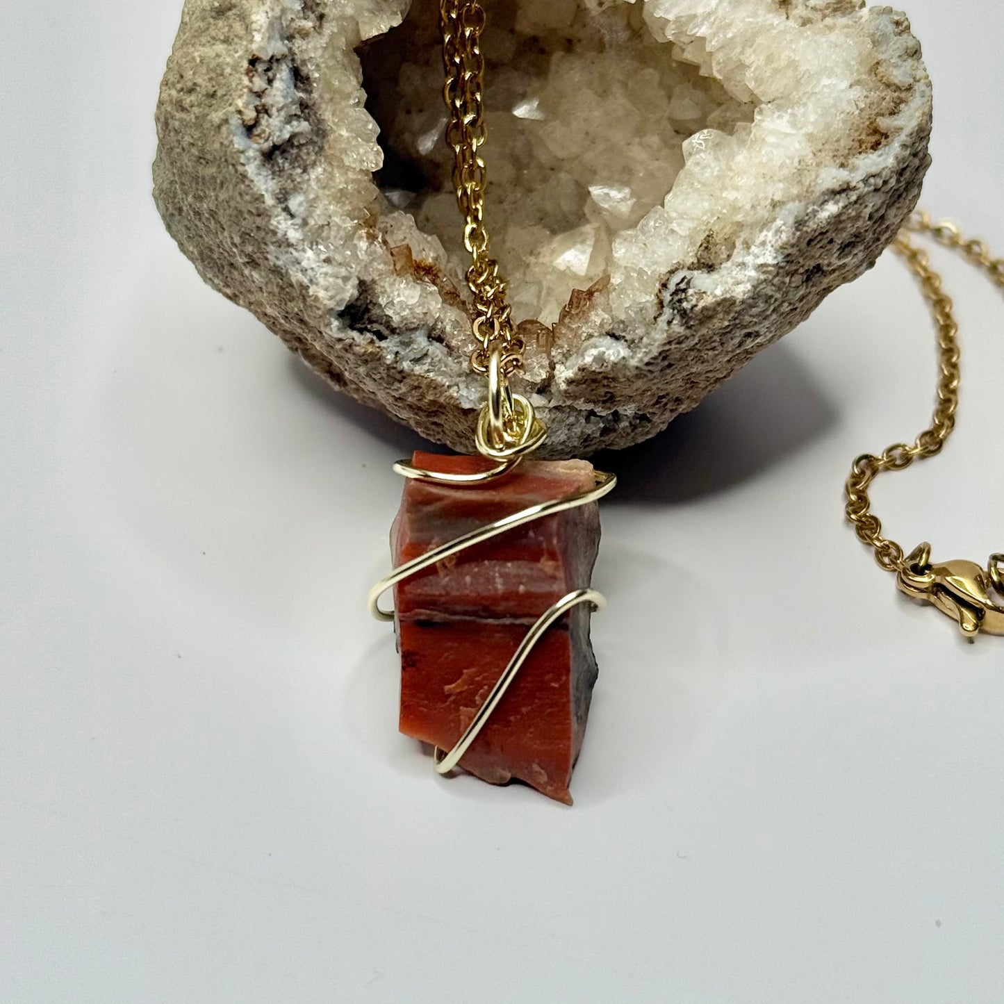 Gold Petrified Wood Necklace