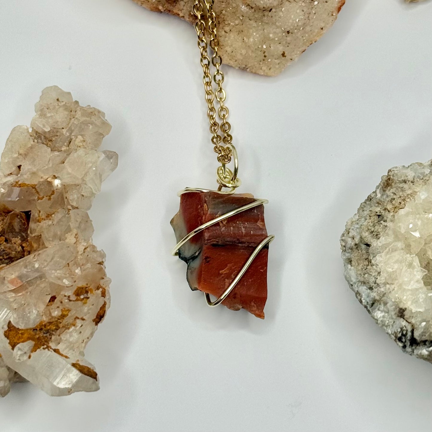 Gold Petrified Wood Necklace
