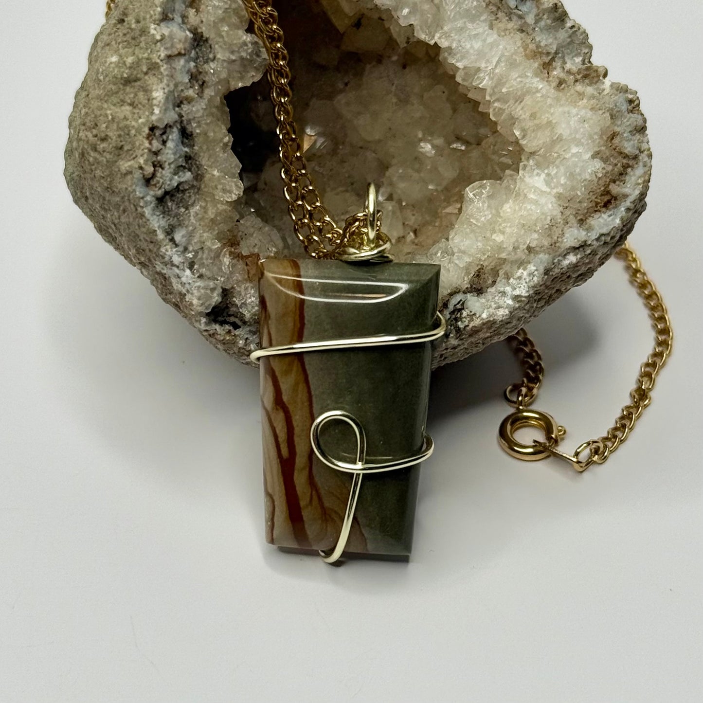 Gold Picture Jasper Necklace