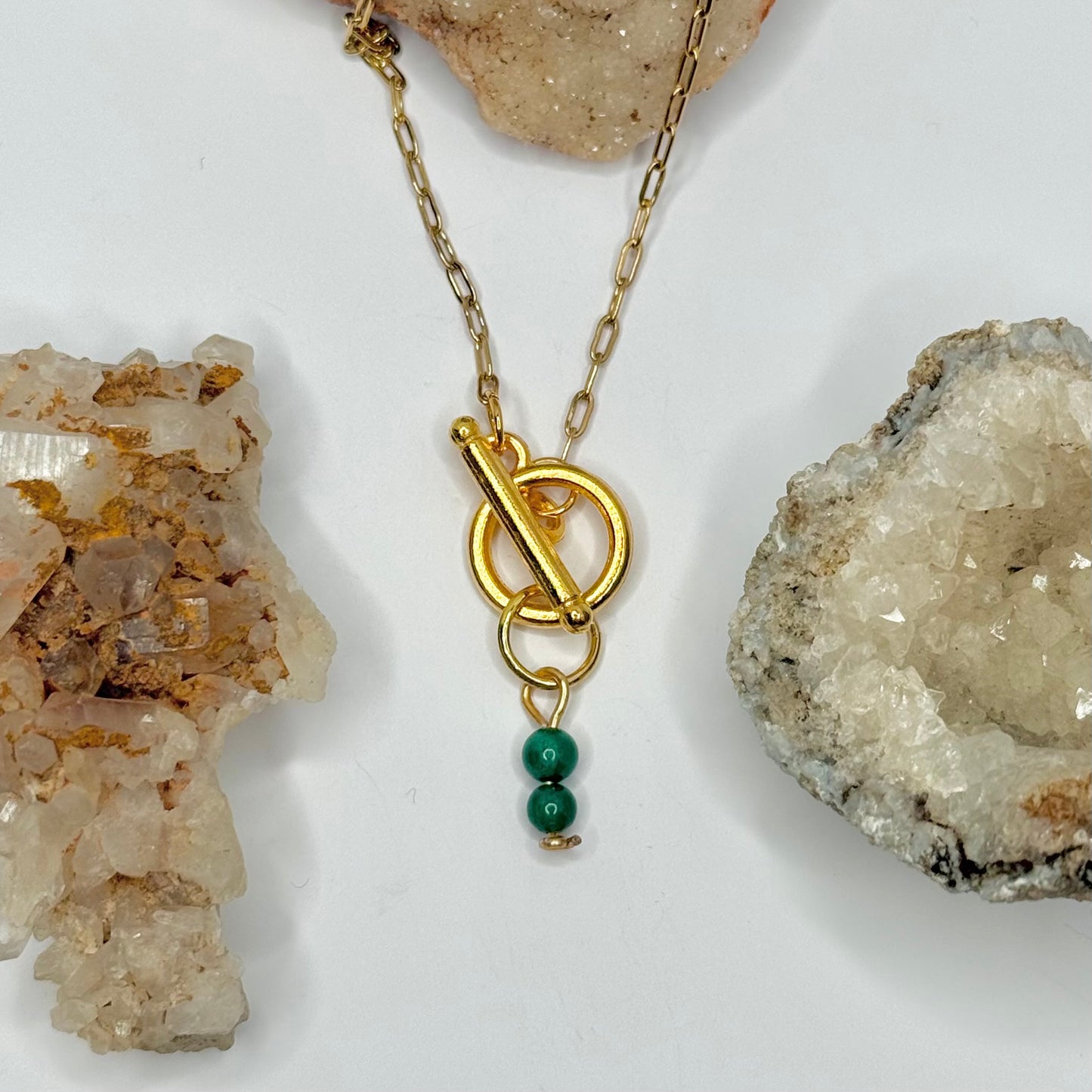 Gold Malachite Toggle Necklace