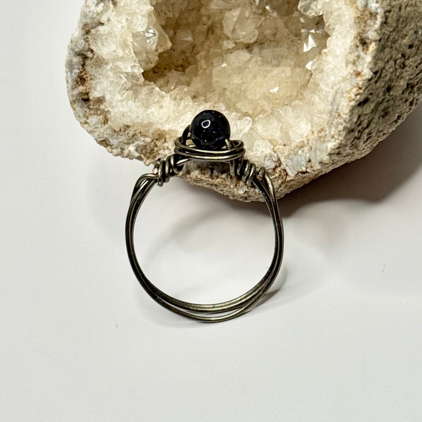 Charcoal Blue Goldstone Ring