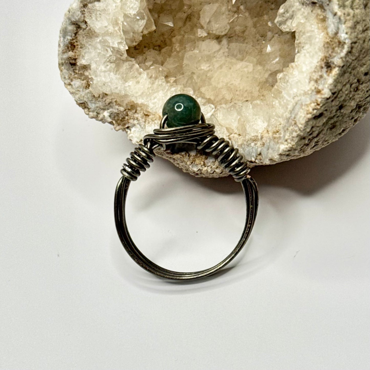 Charcoal Moss Agate Ring