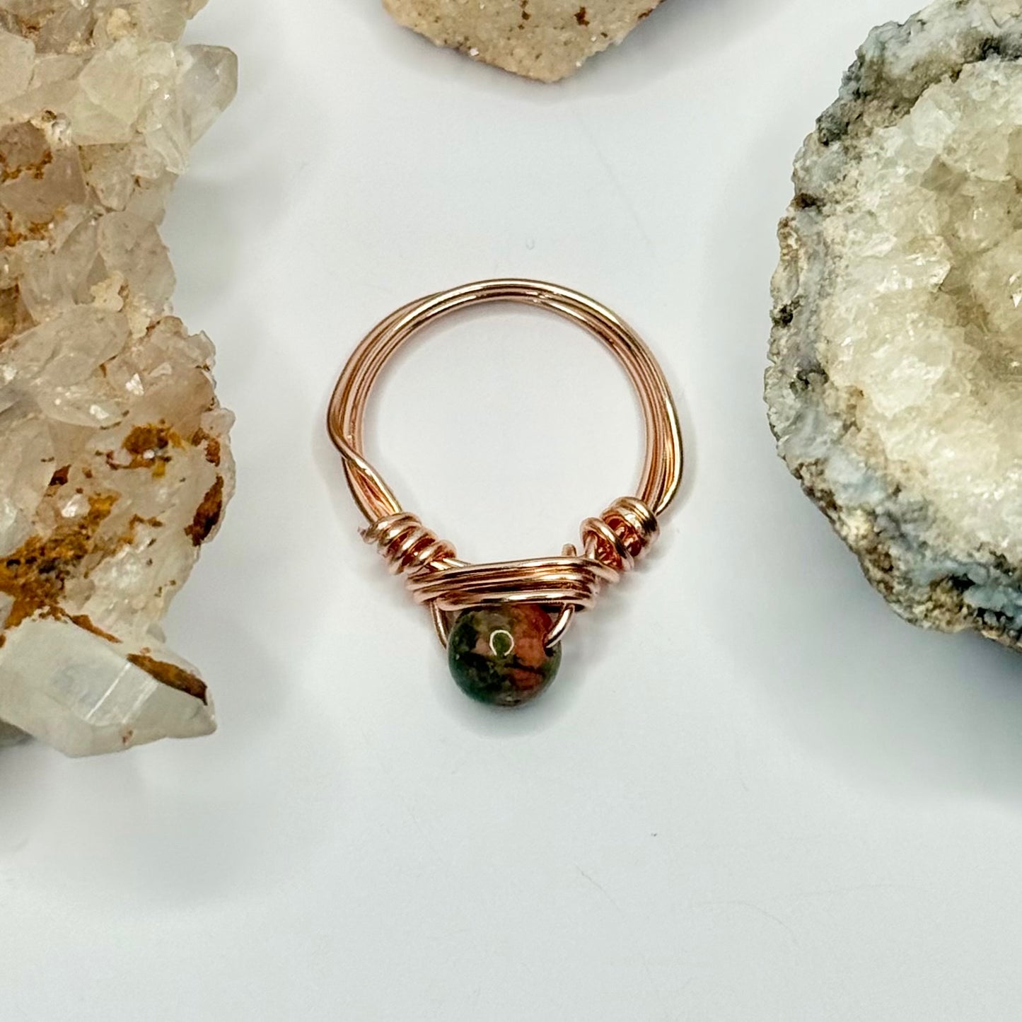 Rose Gold Unakite Ring