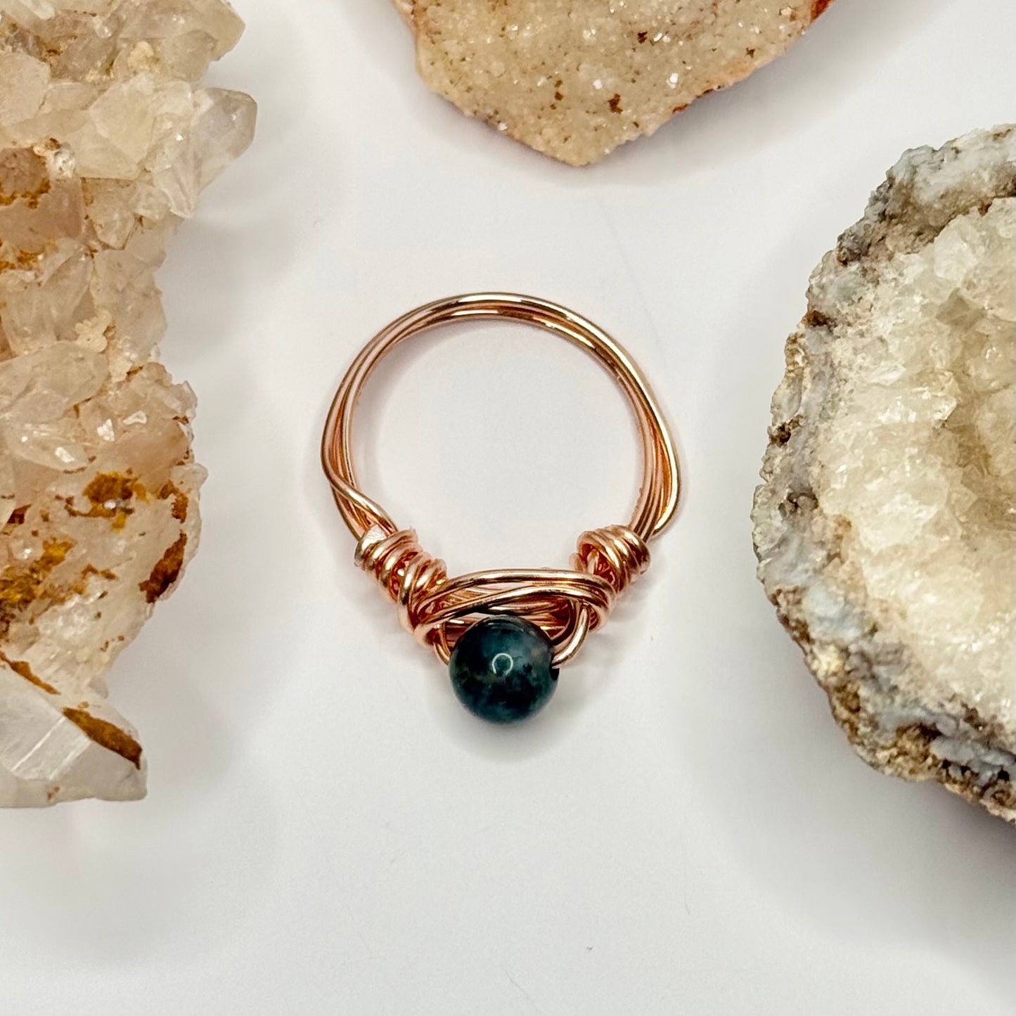 Rose Gold Moss Agate Ring