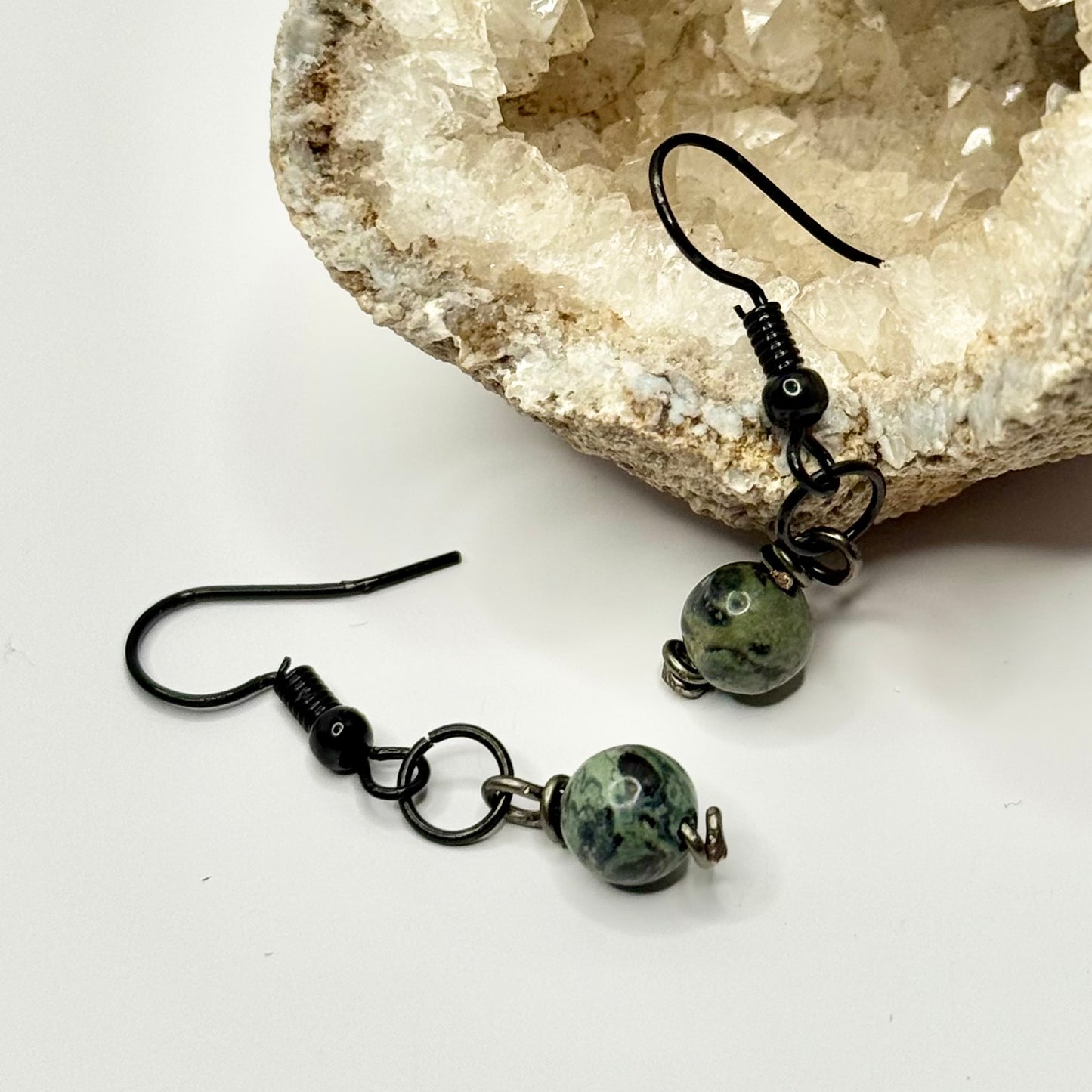Charcoal Rainforest Jasper Earrings