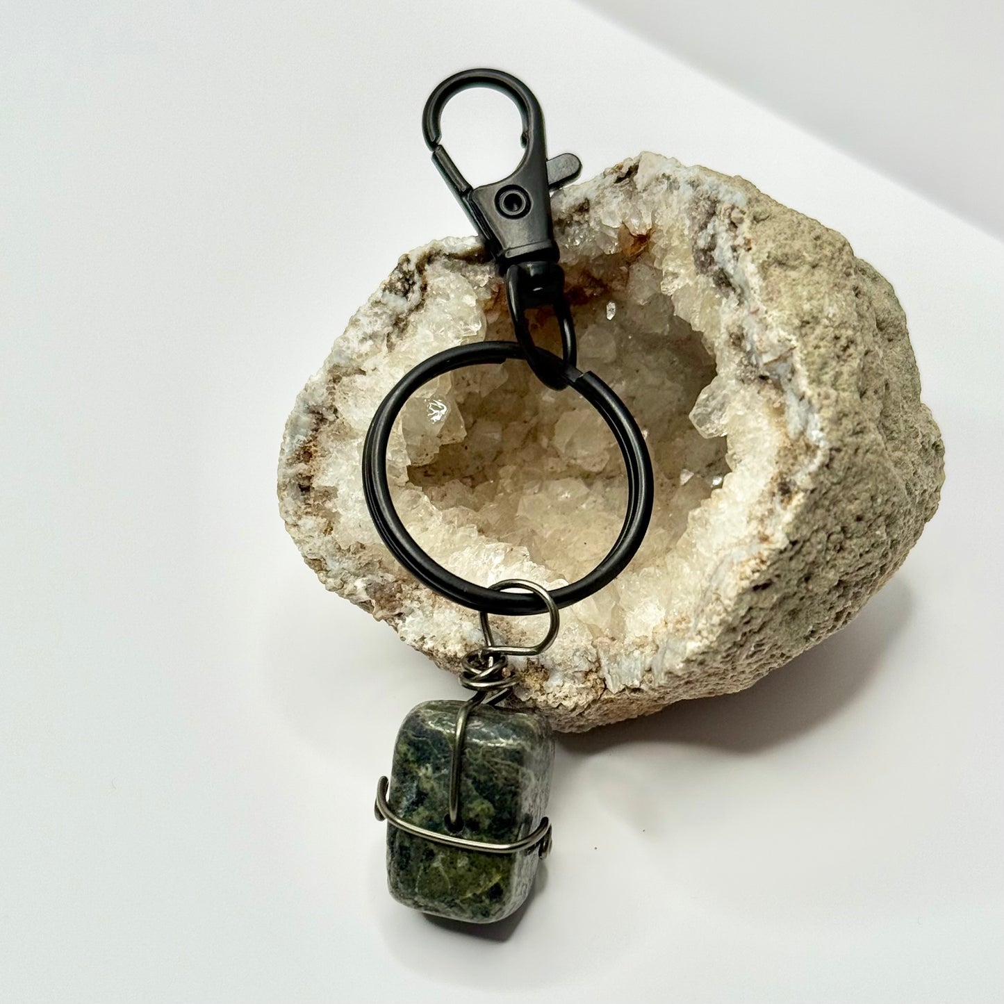 Charcoal Kambaba Jasper Keychain
