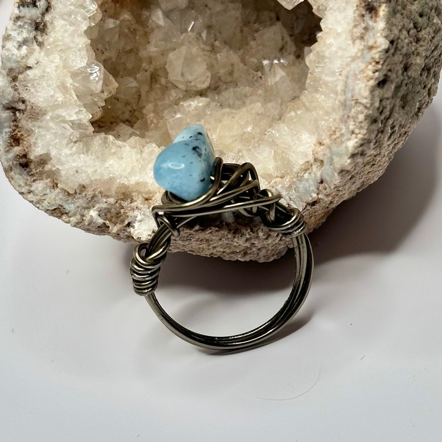 Charcoal Blue Calcite Ring