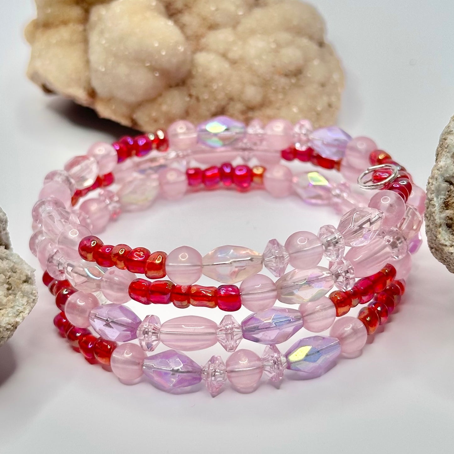 Silver Resin Beaded Wrap Bracelet