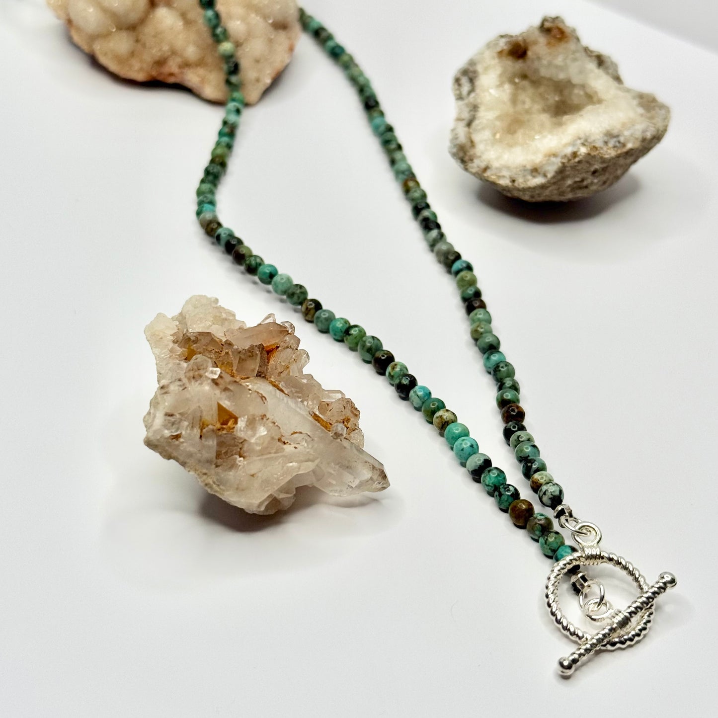 Silver Turquoise Beaded Necklace