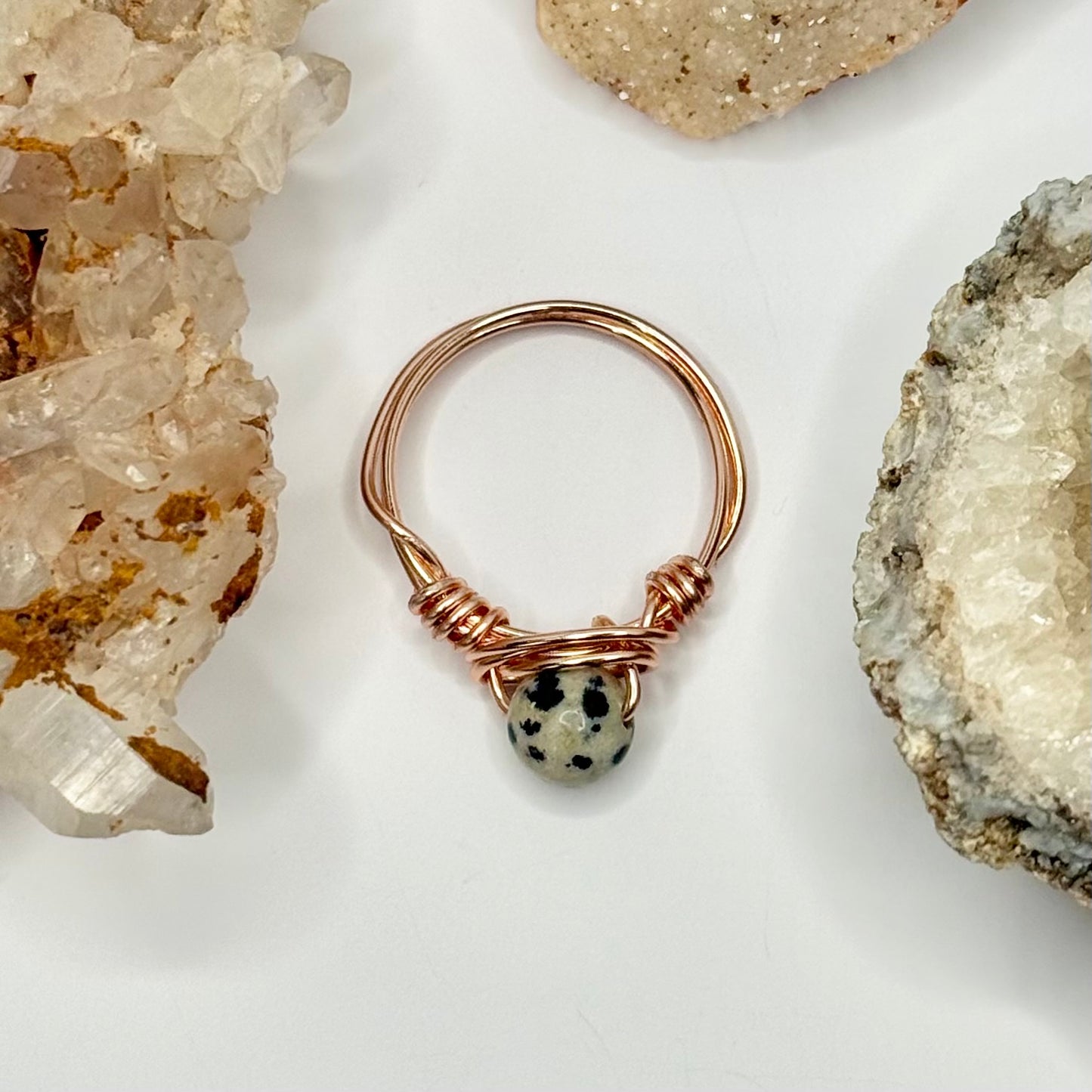 Rose Gold Dalmatian Jasper Ring