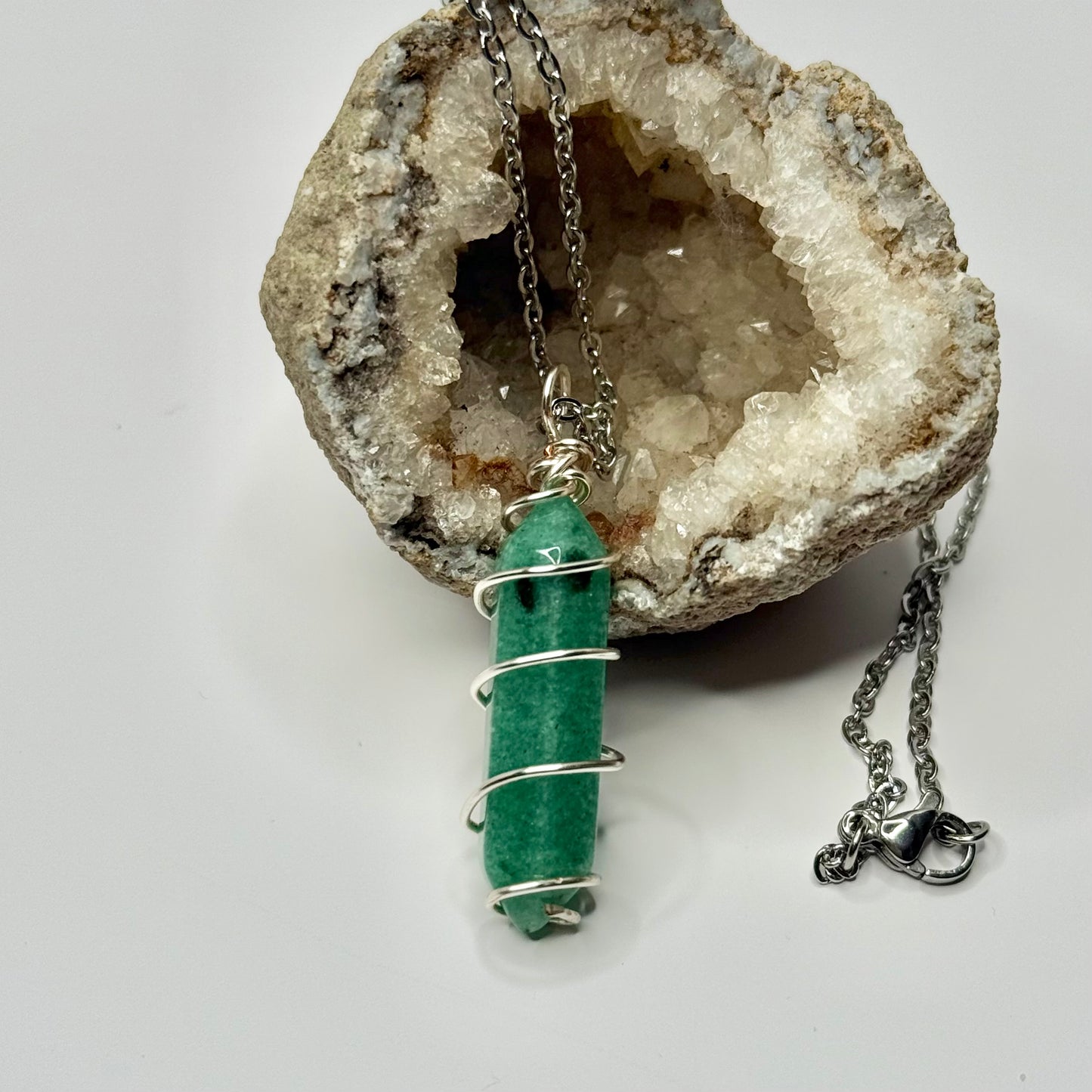 Silver Green Aventurine Necklace