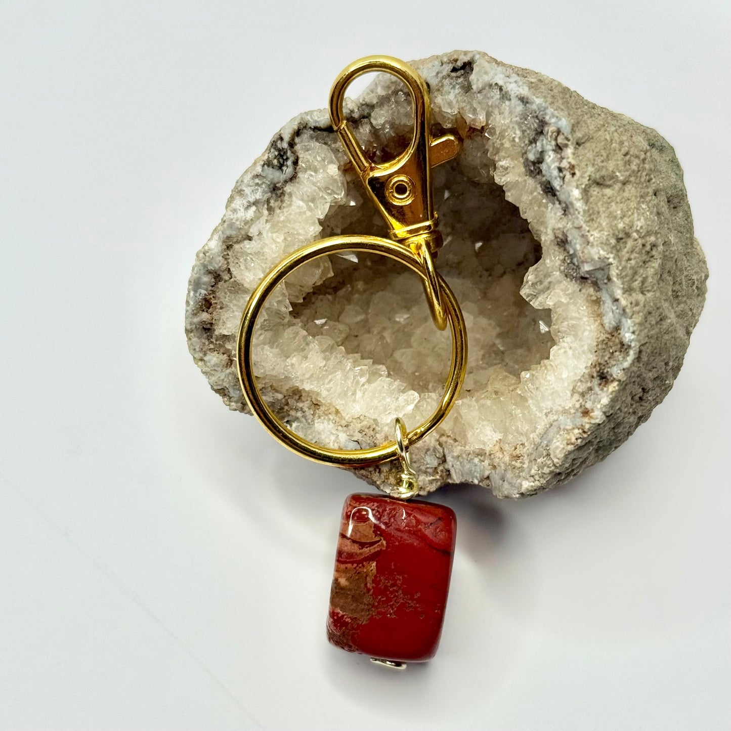 Gold Red Jasper Keychain