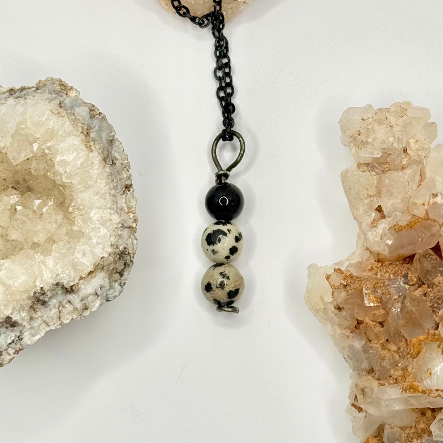 Charcoal Dalmatian Jasper and Onyx Necklace