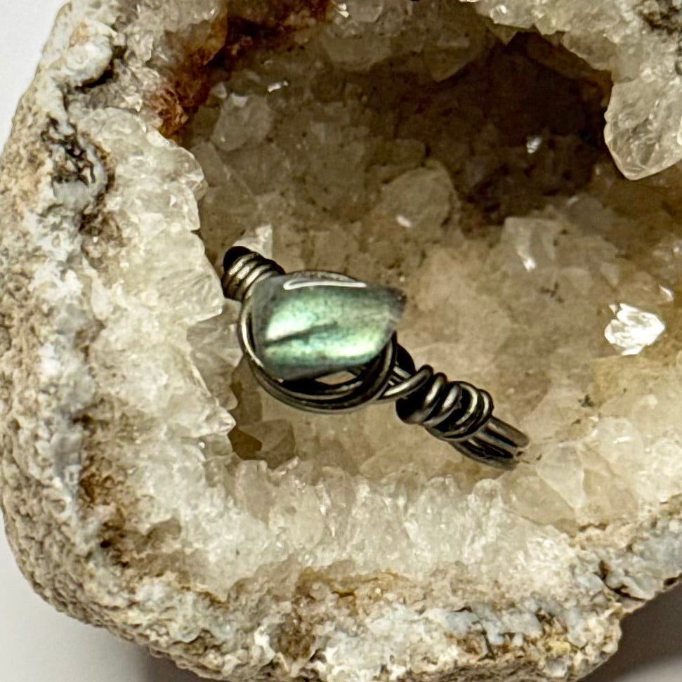 Charcoal Labradorite Ring